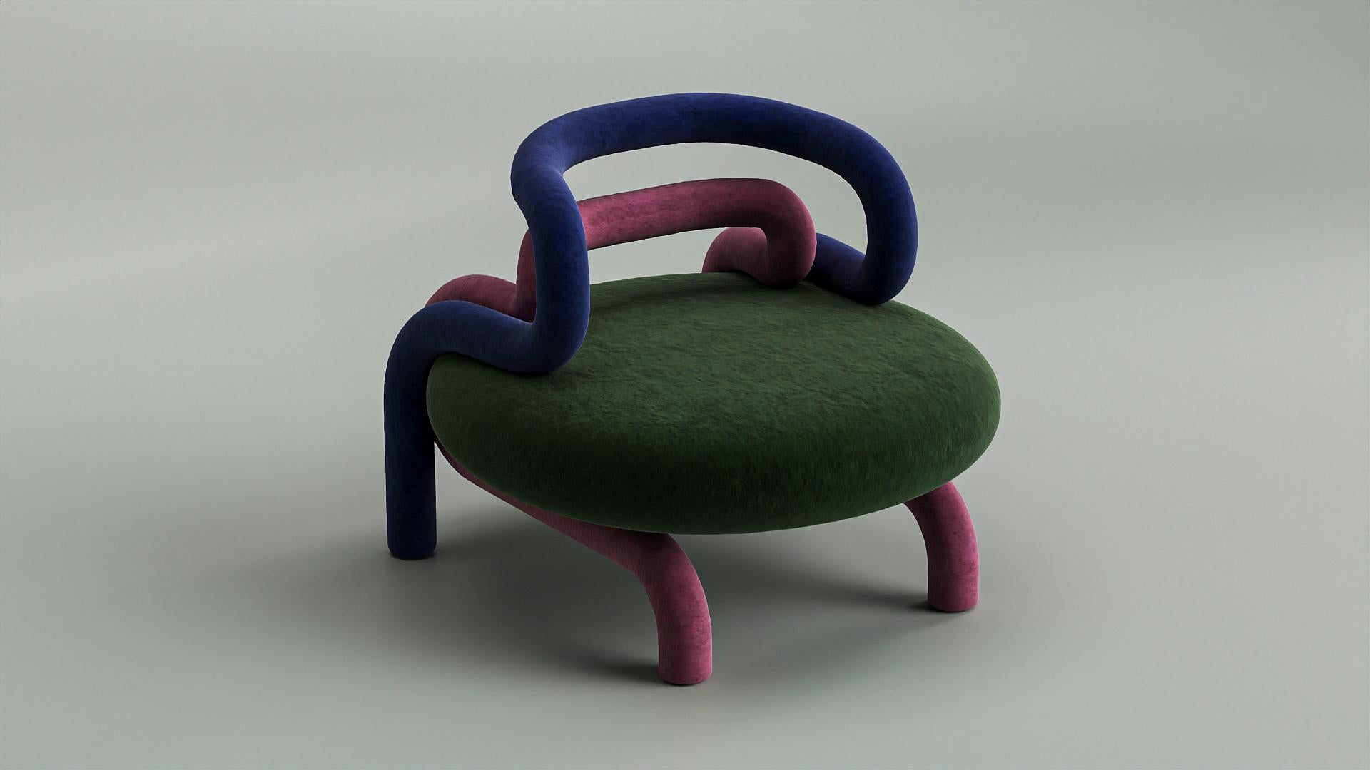 Contemporary Limited Edition Designer Wood&Felt Chair Chloroplast by Taras Yoom 1