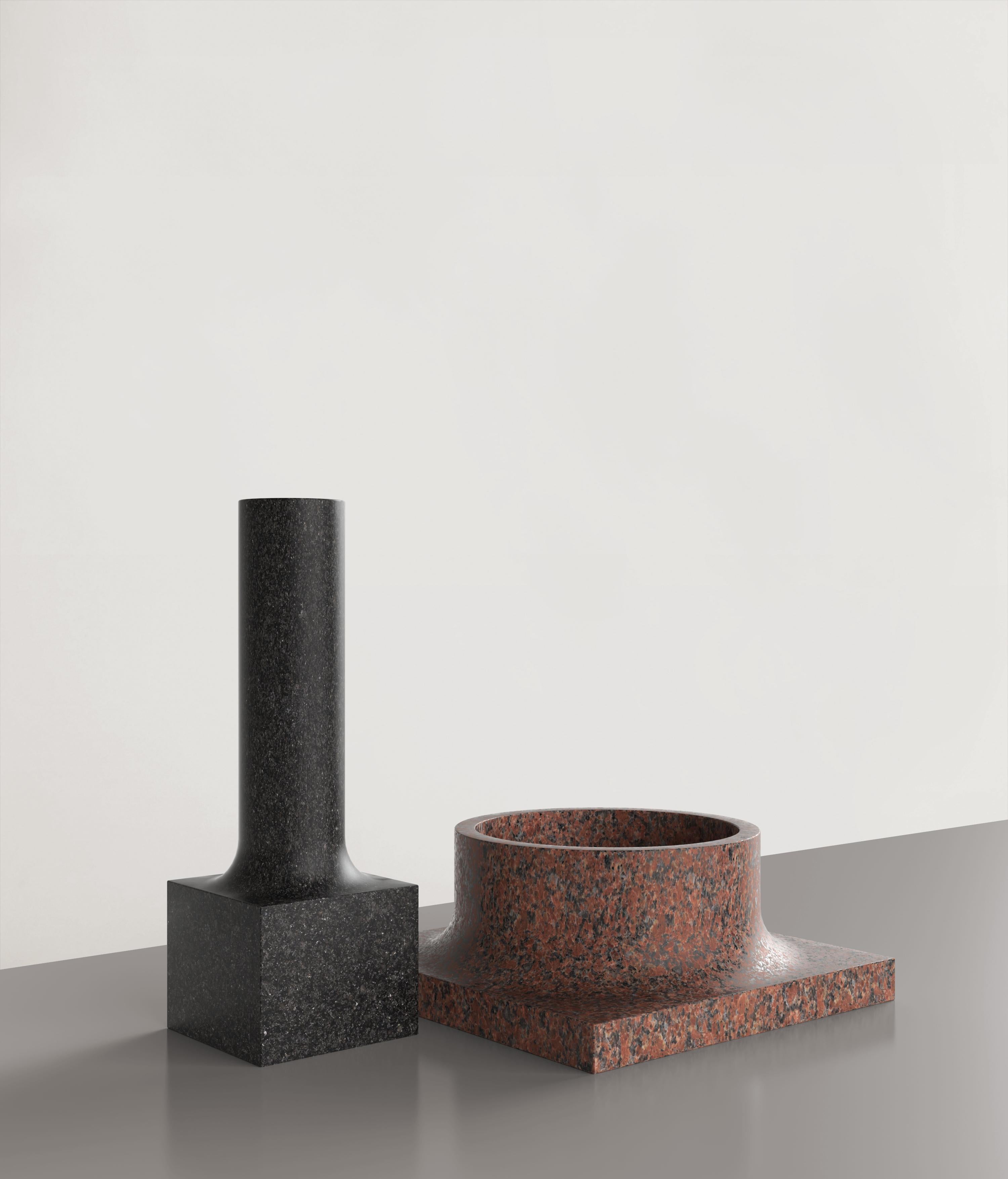 Contemporary Limited Edition Granite Stone Vase, Palazzo V2 by Edizione Limitata For Sale 4