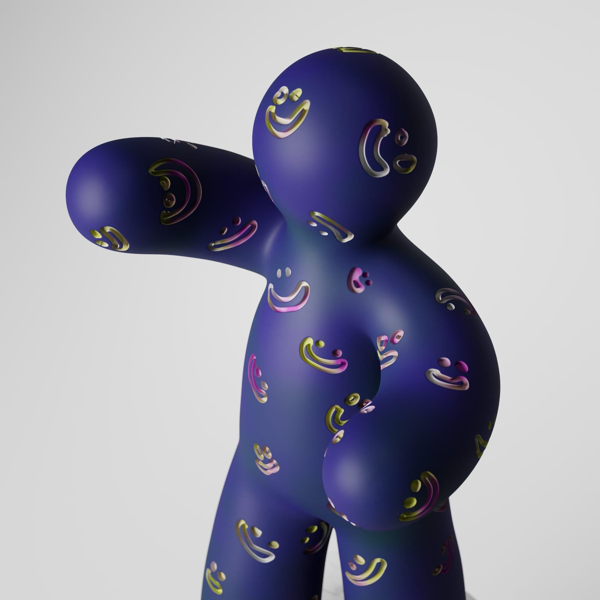 Edizione limitata contemporanea in tecnica mista 25 cm Blue Laugh di Taras Yoom In condizioni Nuovo in vendita a วัฒนา, TH