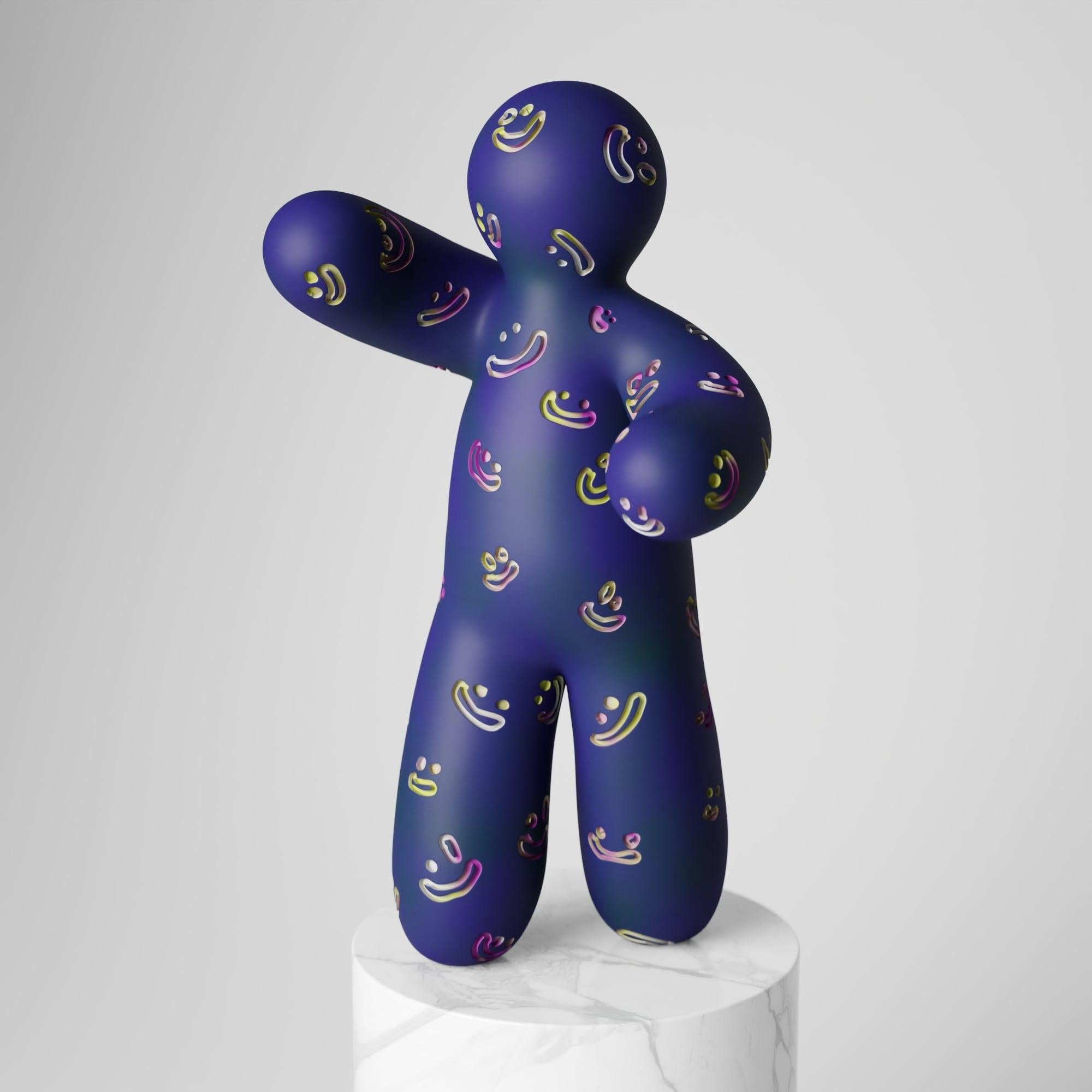 XXI secolo e contemporaneo Edizione limitata contemporanea in tecnica mista 25 cm Blue Laugh di Taras Yoom in vendita