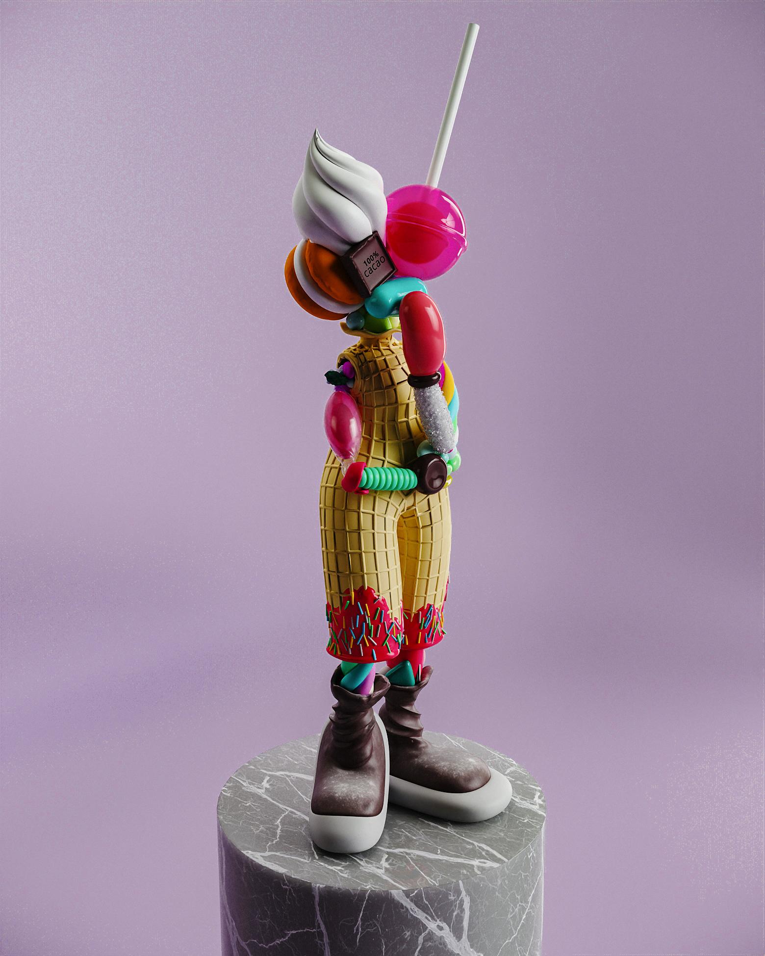 Escultura contemporánea de edición limitada en técnica mixta de 45 cm Candy Lady de Taras Yoom Tailandés en venta