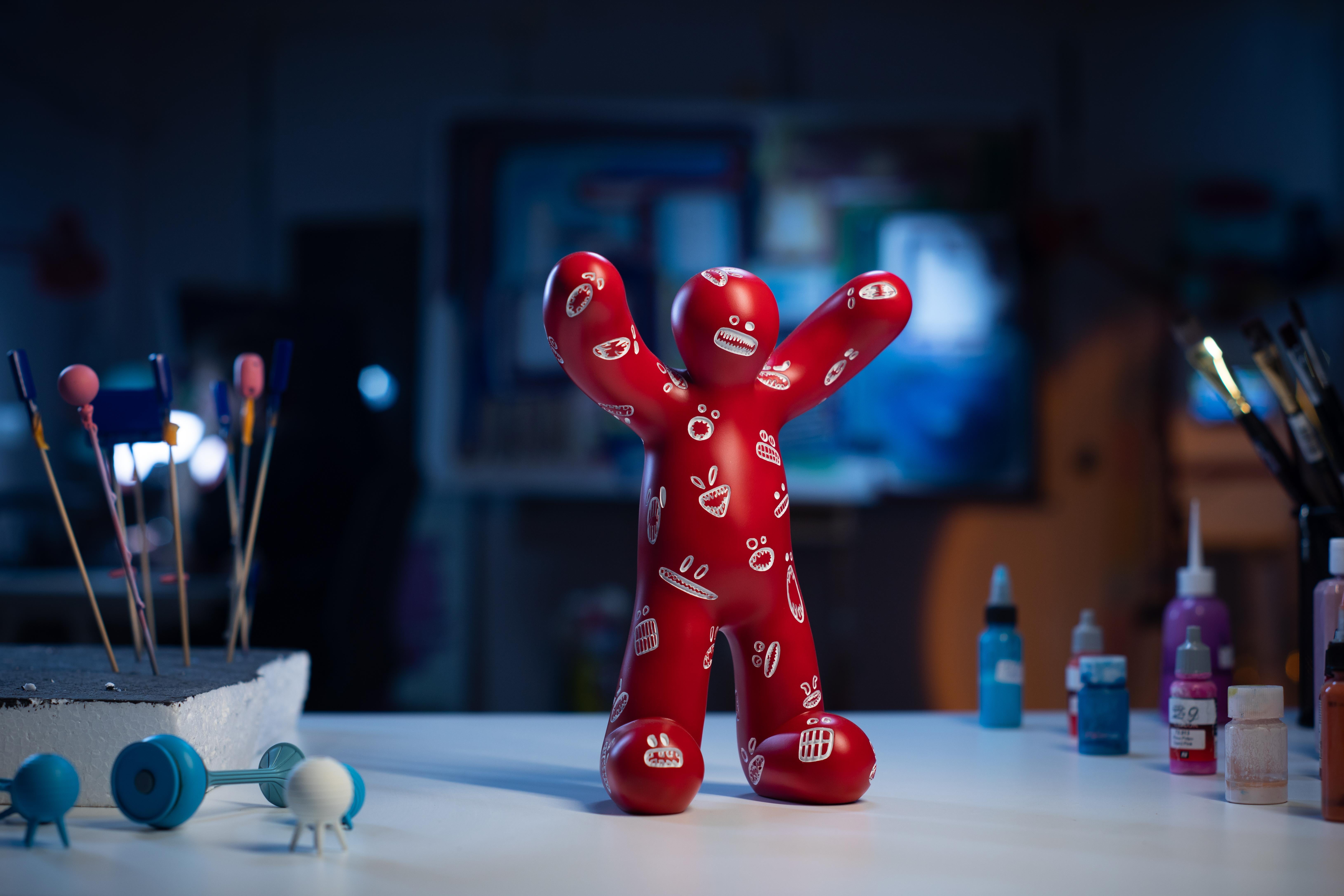 Escultura Contemporánea de Edición Limitada en Técnica Mixta de 50 cm Miedo Rojo de Taras Yoom Siglo XXI y contemporáneo en venta