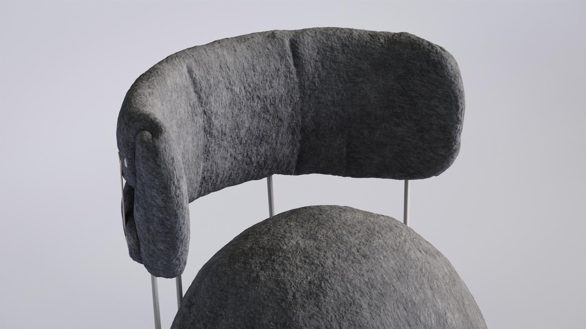 Contemporary Limited Edition Handmade Grey Felt Chair Lymphochair by Taras Yoom In New Condition In วัฒนา, TH