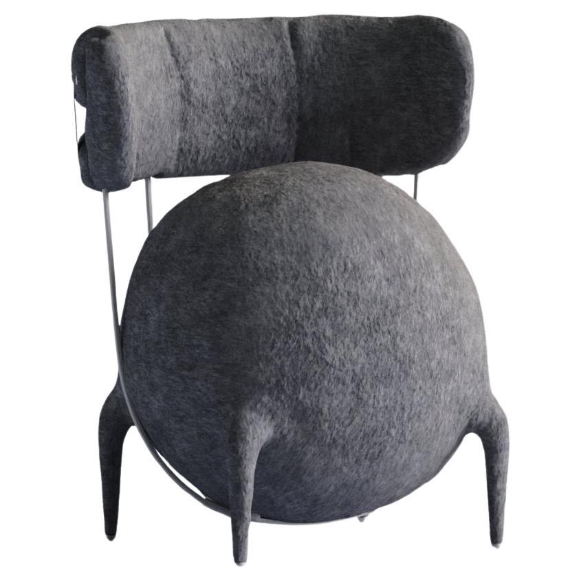 Contemporary Limited Edition Handmade Grey Felt Chair Lymphochair by Taras Yoom