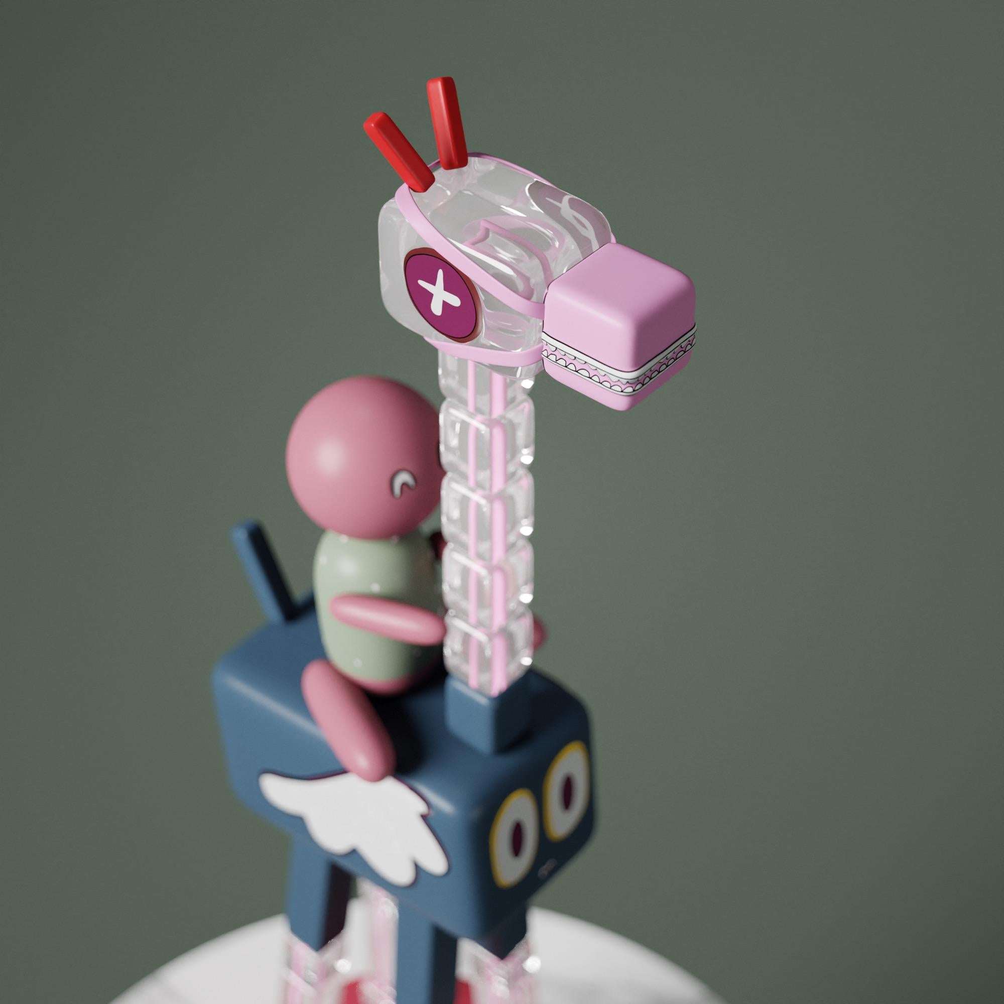 Contemporary Limited Edition Mixed Media Figurine Giraffe and Boy by Taras Yoom In New Condition For Sale In วัฒนา, TH