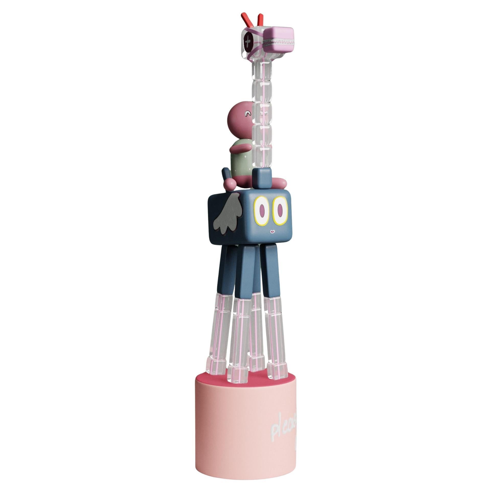Contemporary Limited Edition Mixed Media Figurine Giraffe and boy by Taras Yoom