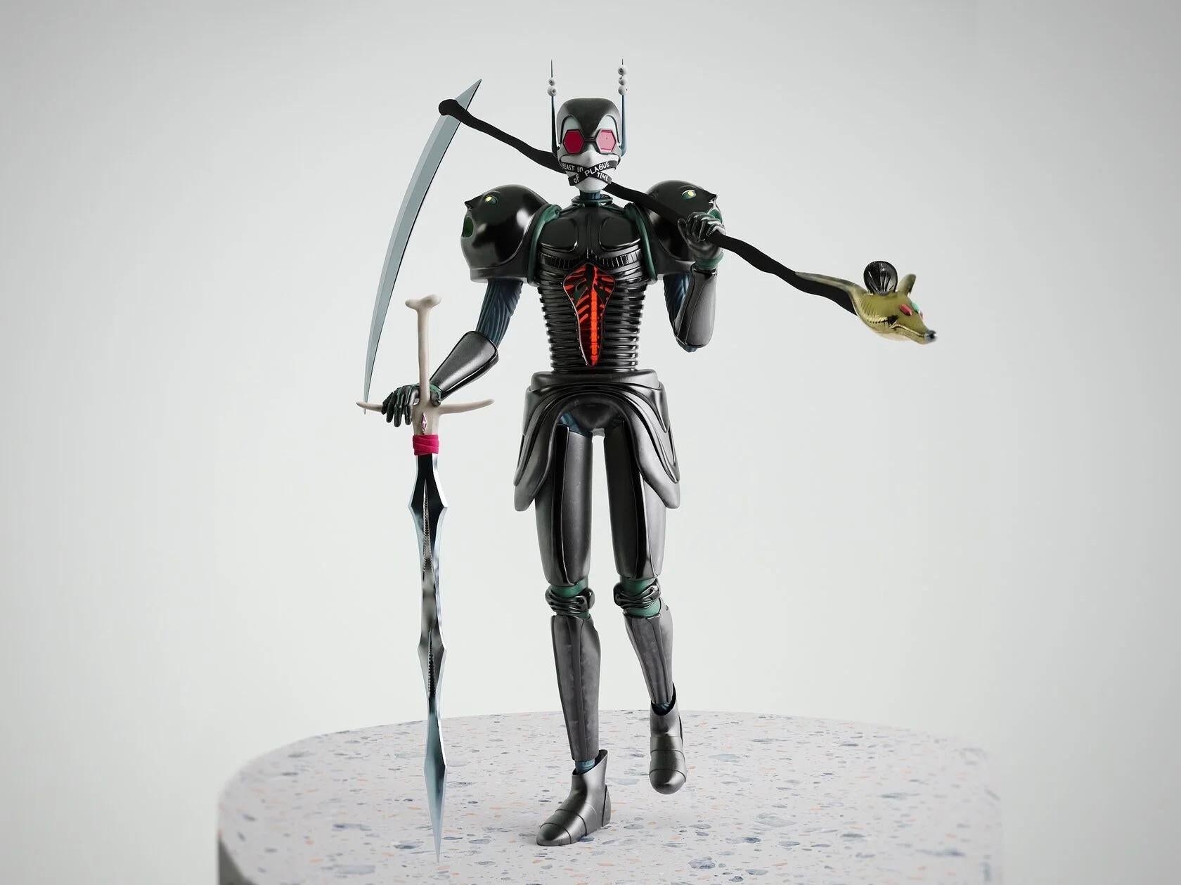 Figura Contemporánea de Edición Limitada en Técnica Mixta Caballero Cazador de Cabezas Por Taras Yoom Siglo XXI y contemporáneo en venta