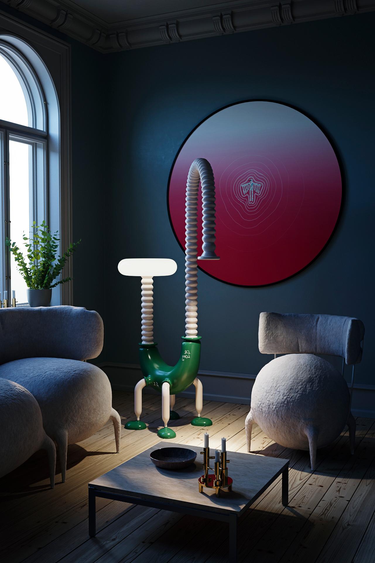 Zeitgenössische stehlampe mit gemischten medien in limitierter auflage Lange lampe von Taras Yoom im Angebot 5