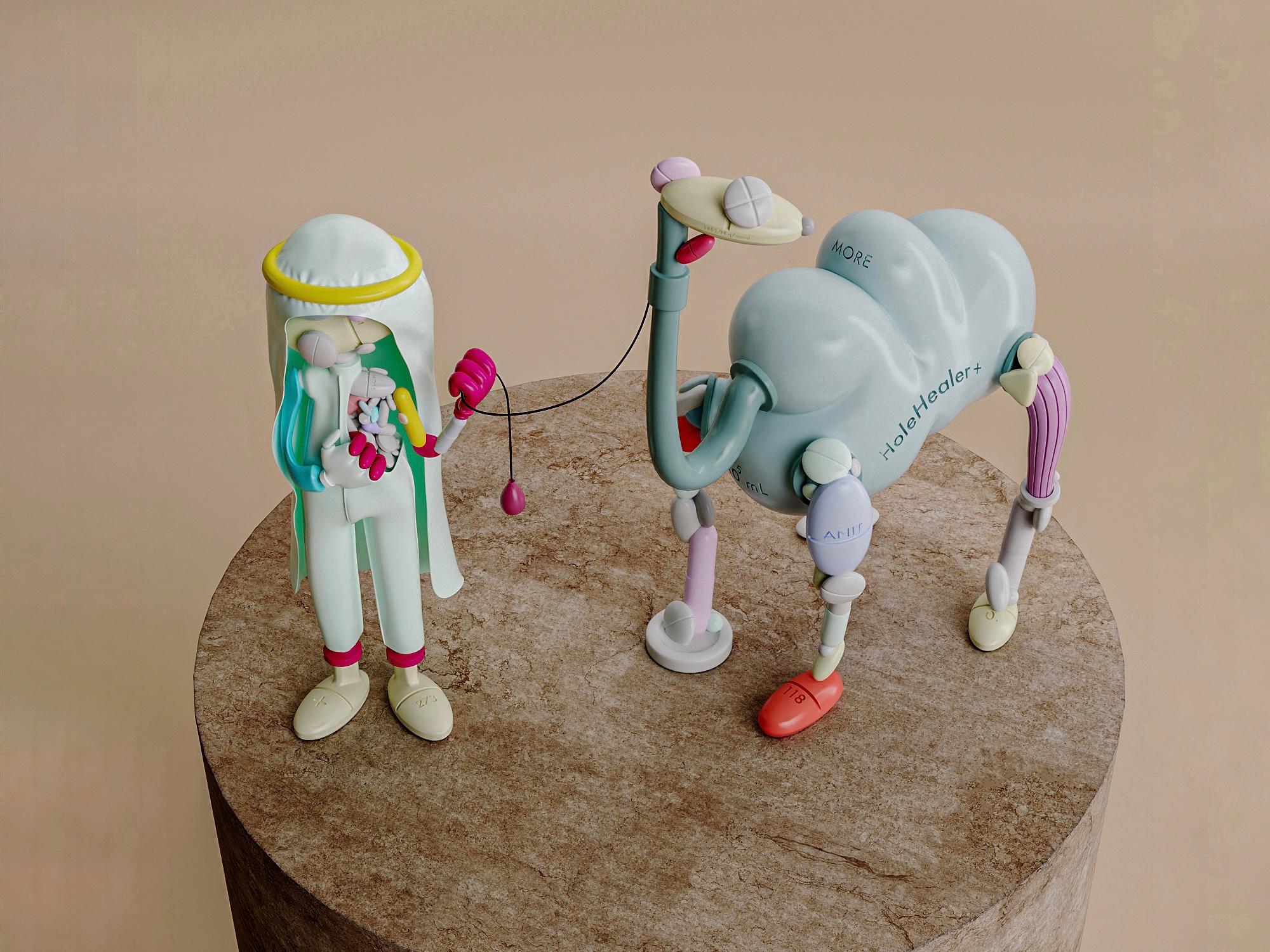 Thailandese Scultura contemporanea in edizione limitata a tecnica mista Desert Pillman di Taras Yoom in vendita
