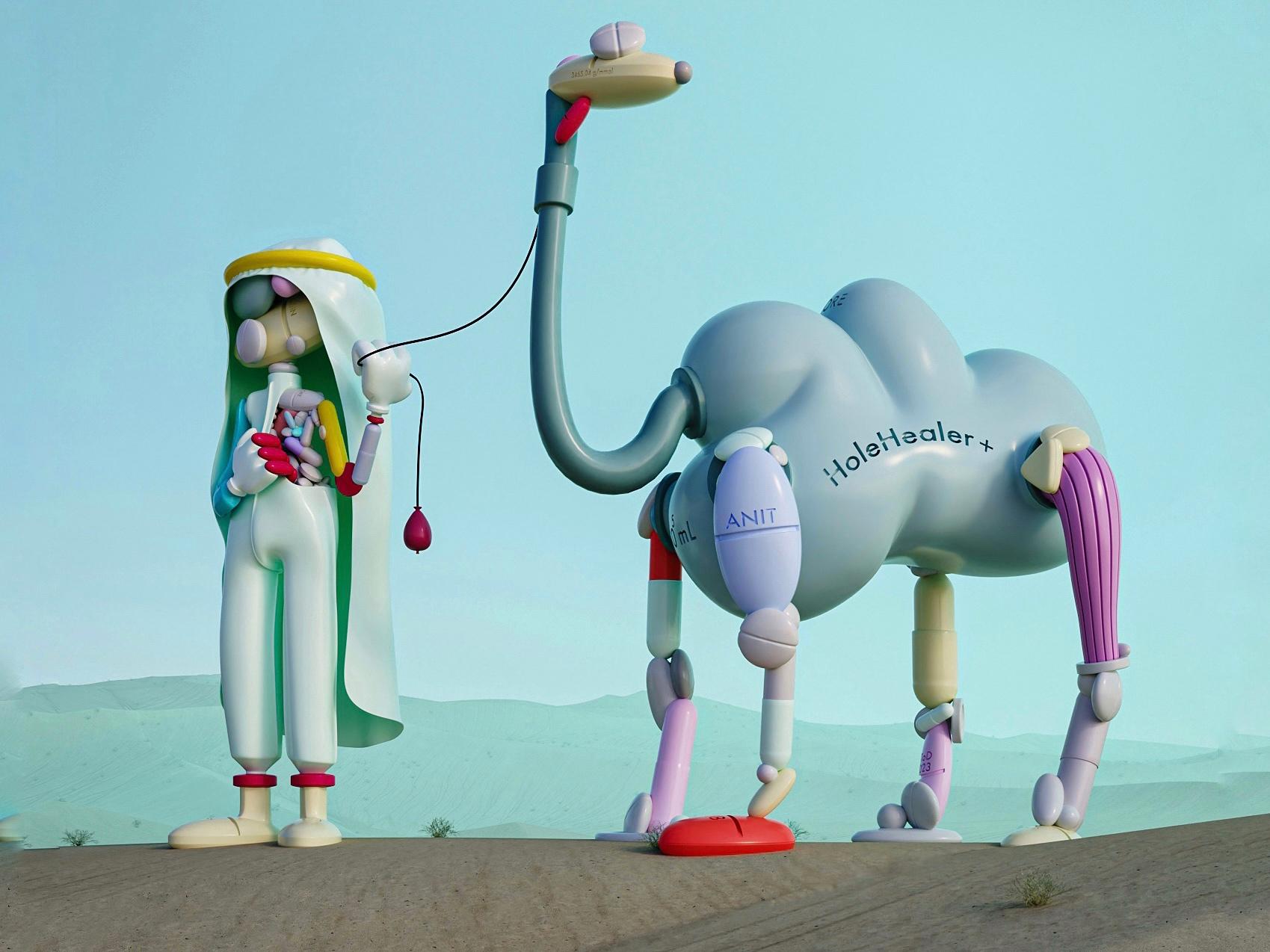 Scultura contemporanea in edizione limitata a tecnica mista Desert Pillman di Taras Yoom in vendita 1