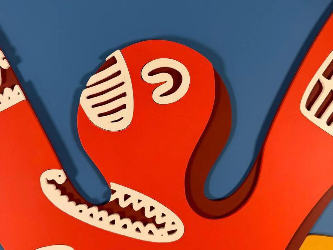 Plastic Contemporary Limited Edition Mixed Media Wall Installation Red Fear For Sale
