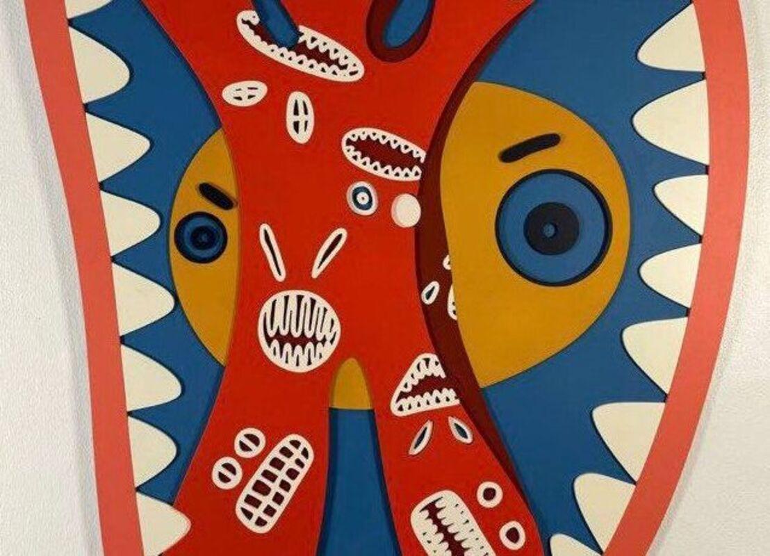 Contemporary Limited Edition Mixed Media Wall Installation Red Fear For Sale 1