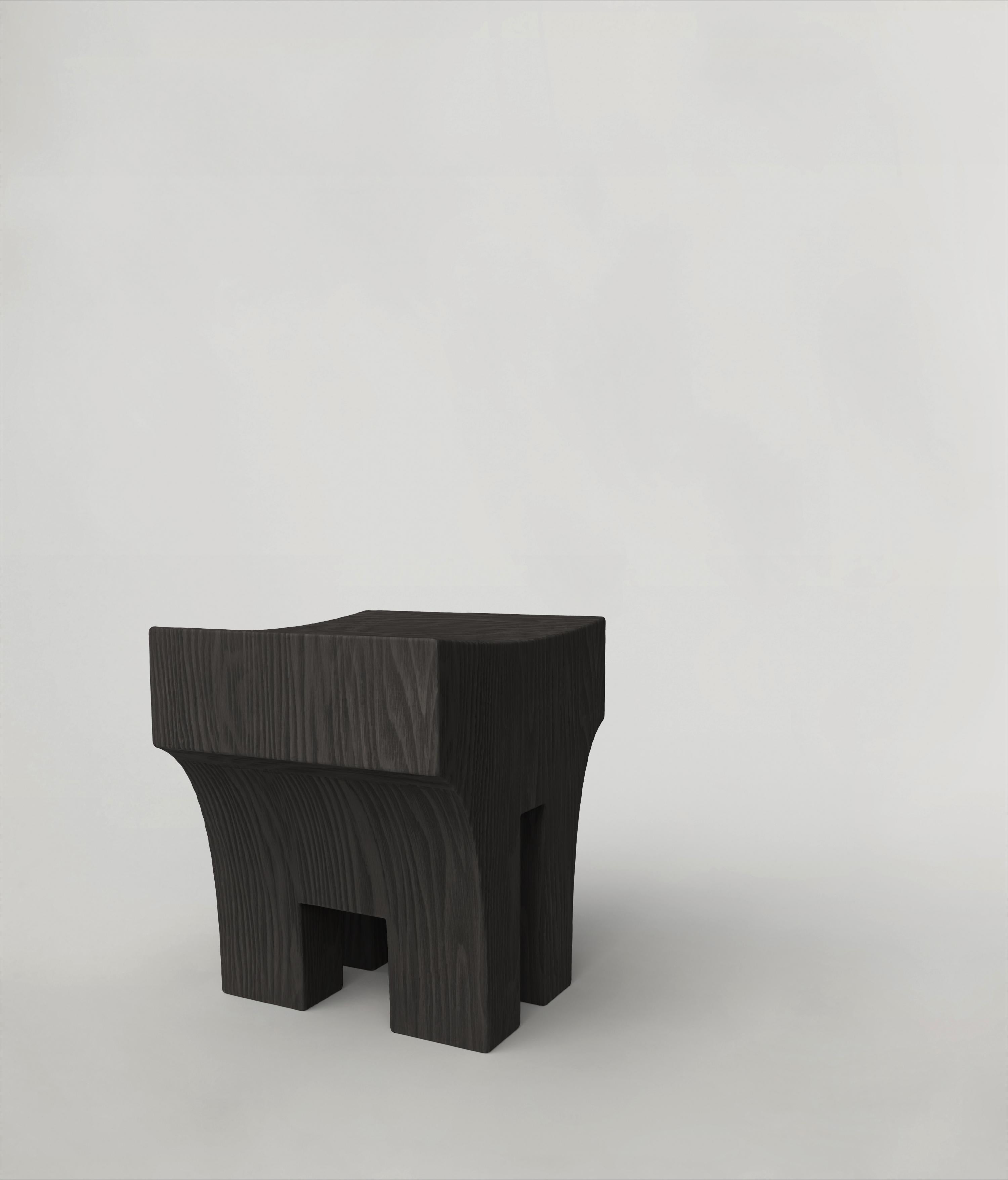 Woodwork Contemporary Limited Edition Signed Charred Stool, Mhono V1 by Edizione Limitata For Sale