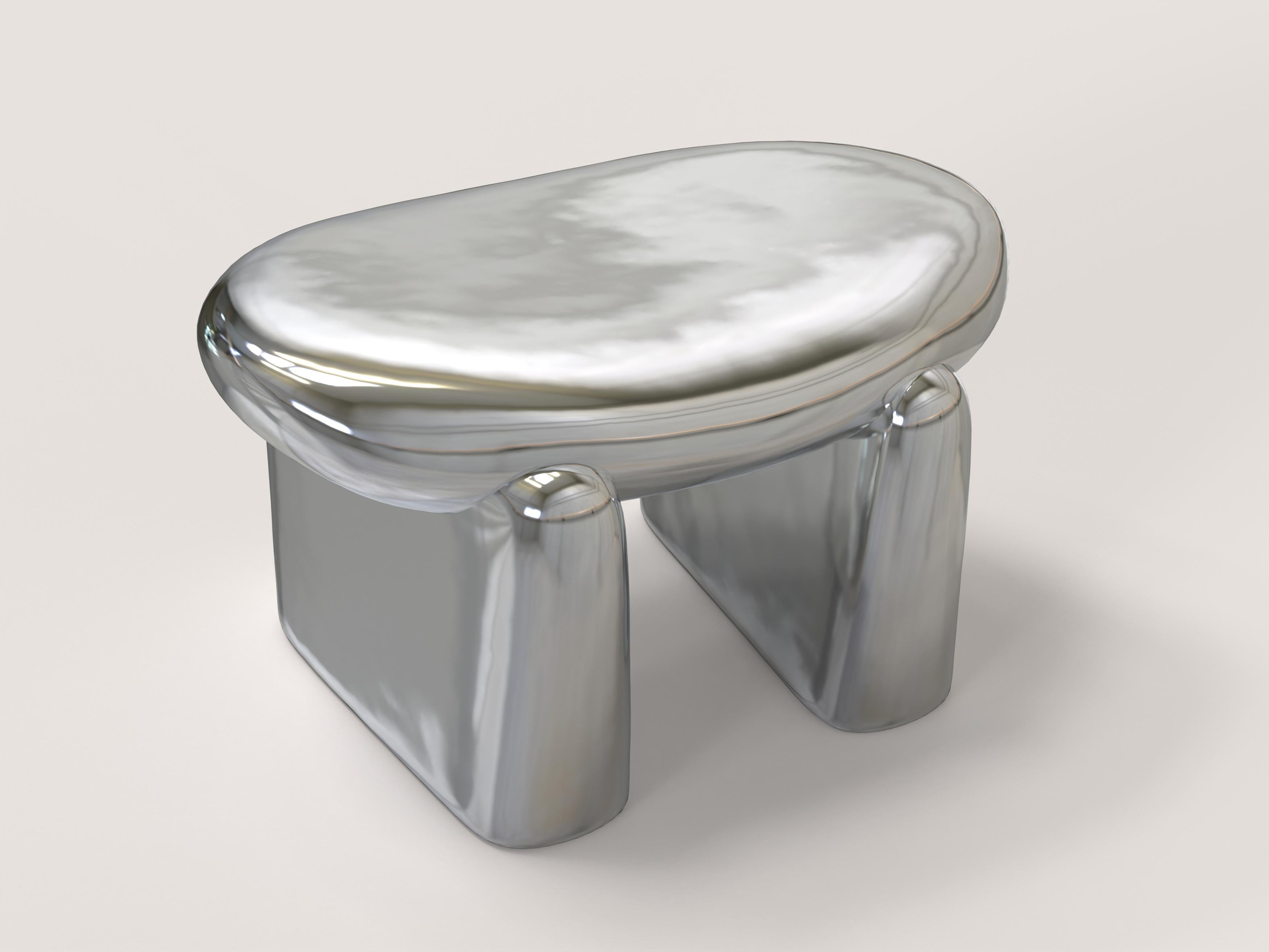 Painted Contemporary Limited Edition Signed Stool, Pau Silver V2 by Edizione Limitata For Sale