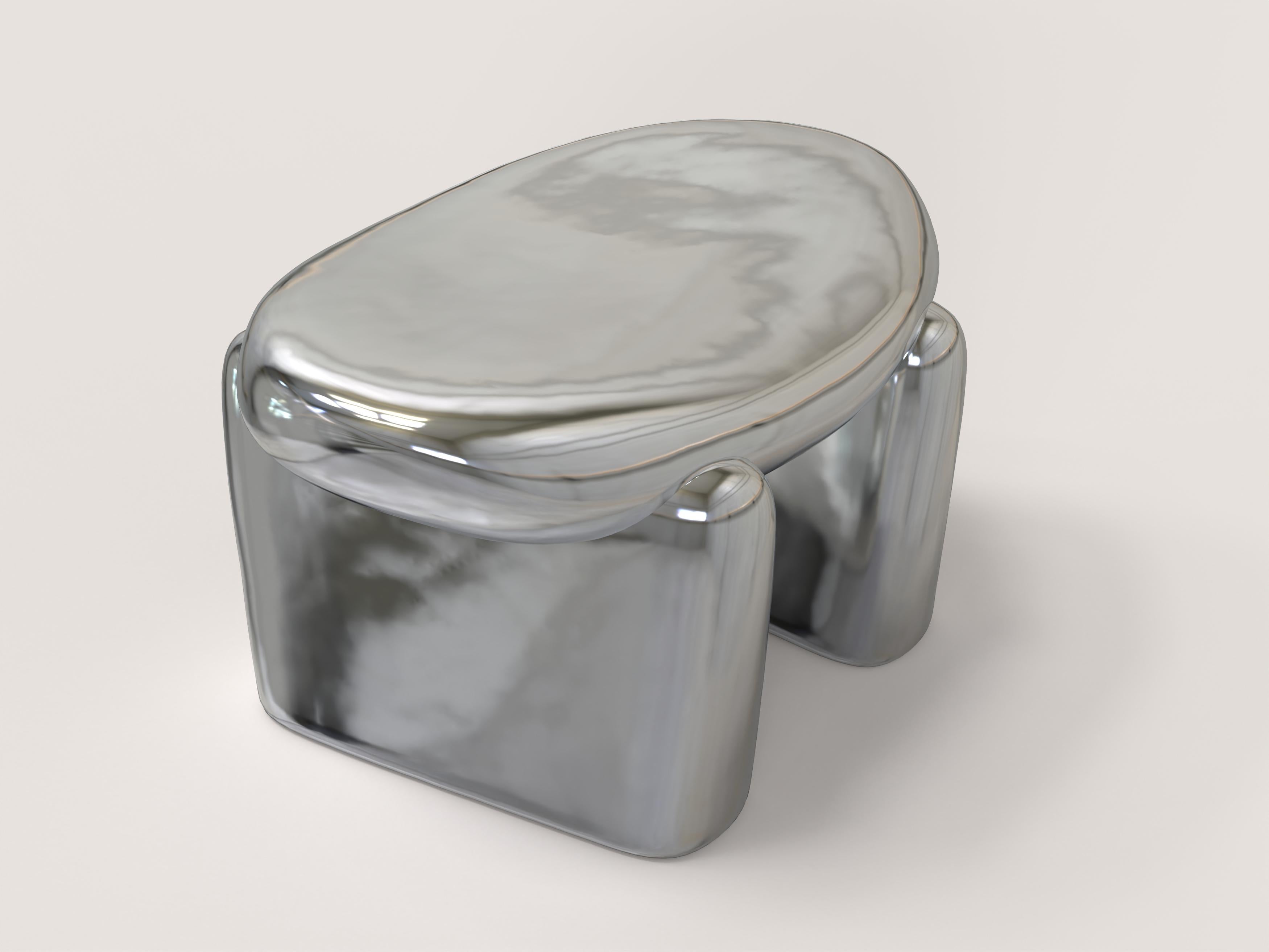 Contemporary Limited Edition Signed Stool, Pau Silver V2 by Edizione Limitata In New Condition For Sale In Milano, IT