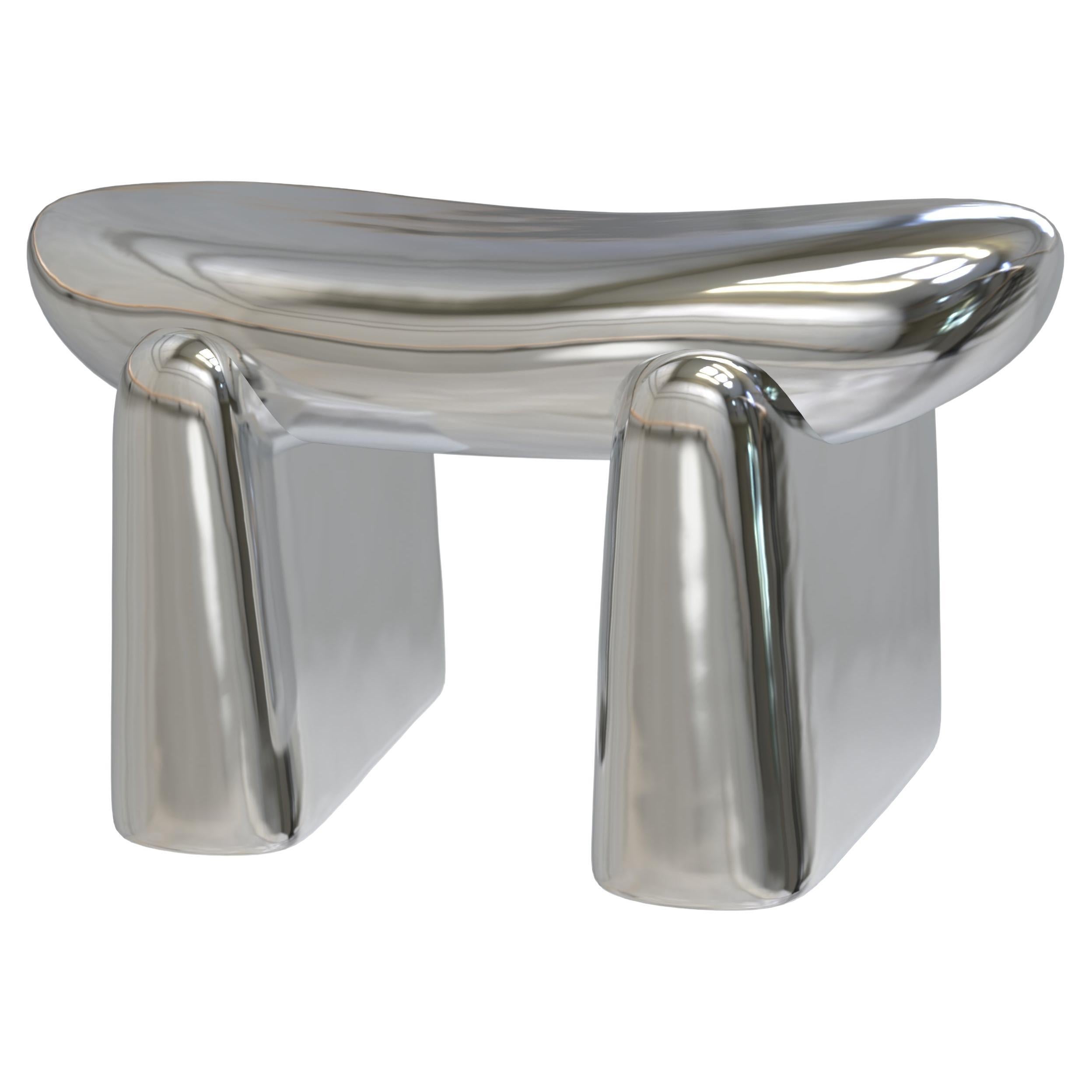 Contemporary Limited Edition Signed Stool, Pau Silver V2 by Edizione Limitata For Sale