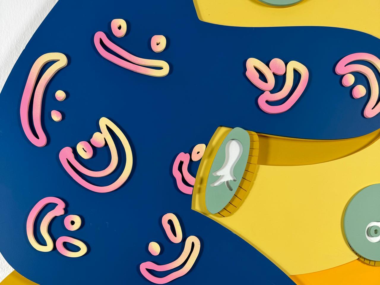 Installazione murale contemporanea in edizione limitata Blue Laugh di Taras Yoom In condizioni Nuovo in vendita a วัฒนา, TH