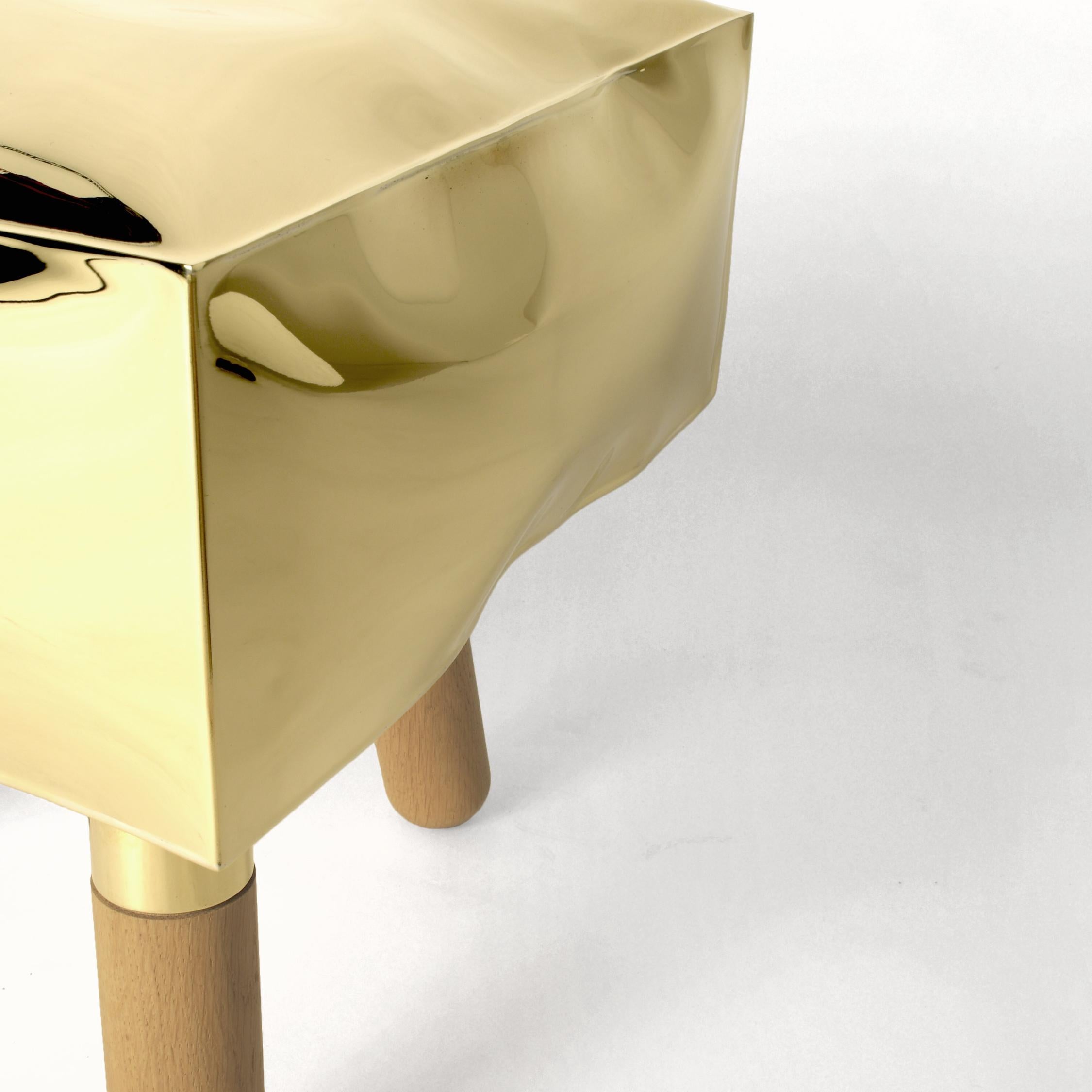 Contemporary Limited Edition White Brass Stool, Icenine V2 by Edizione Limitata In New Condition In Milano, IT