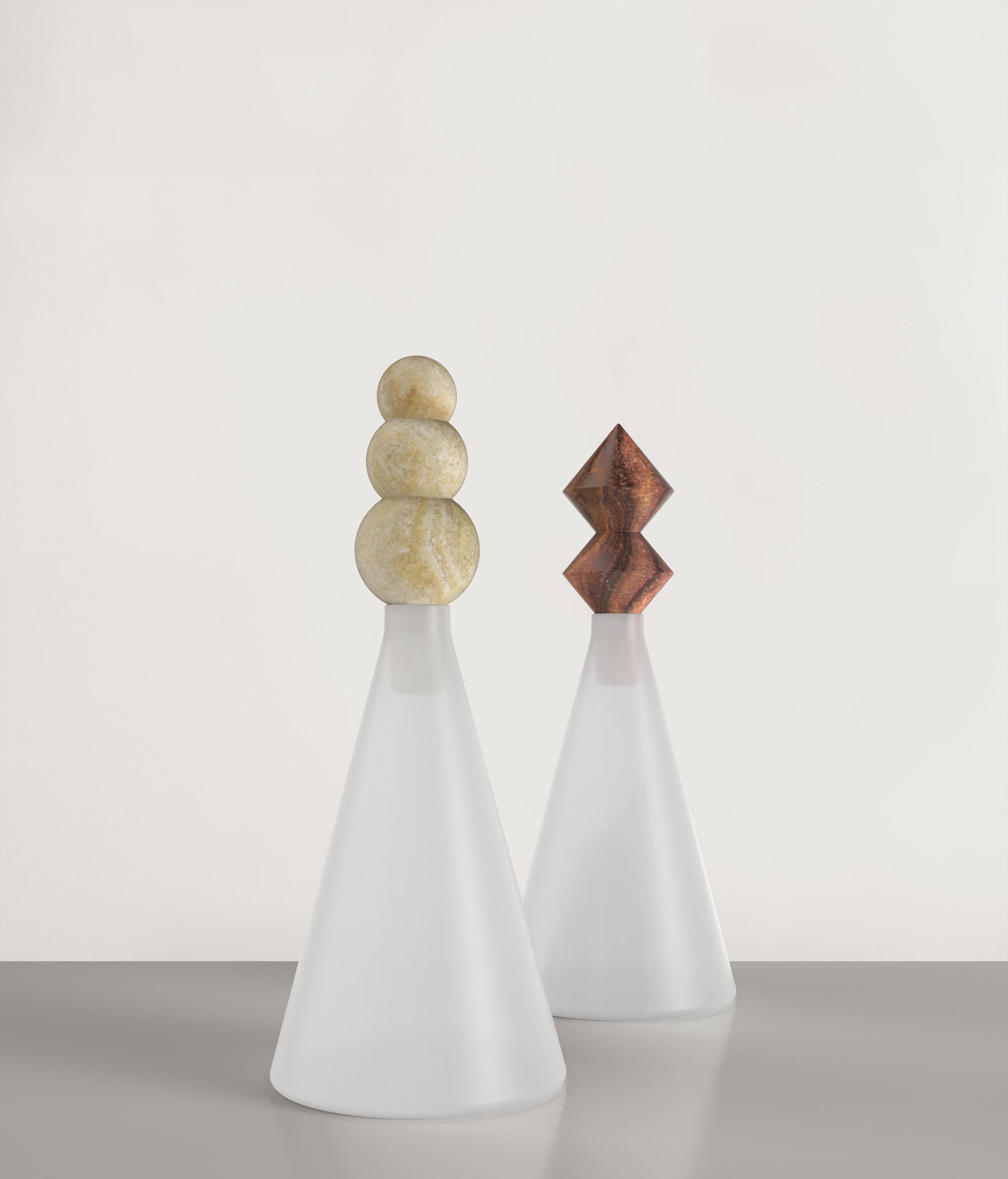 Stone Contemporary Limited Edition White Glass Bottle, Kite V1 by Edizione Limitata