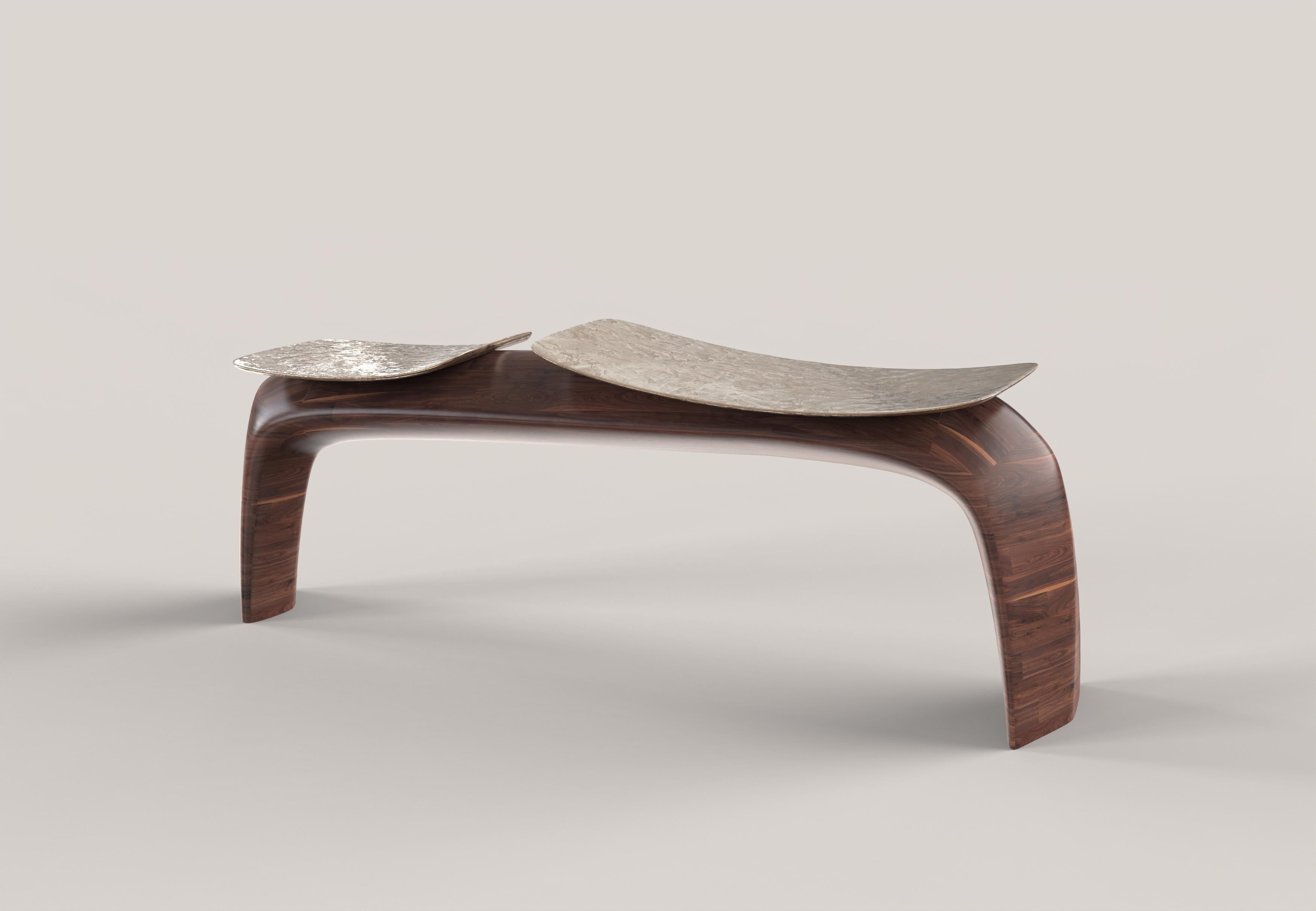 italien Banc contemporain en bois et bronze à édition limitée, Bayou V2 par Edizione Limitata en vente