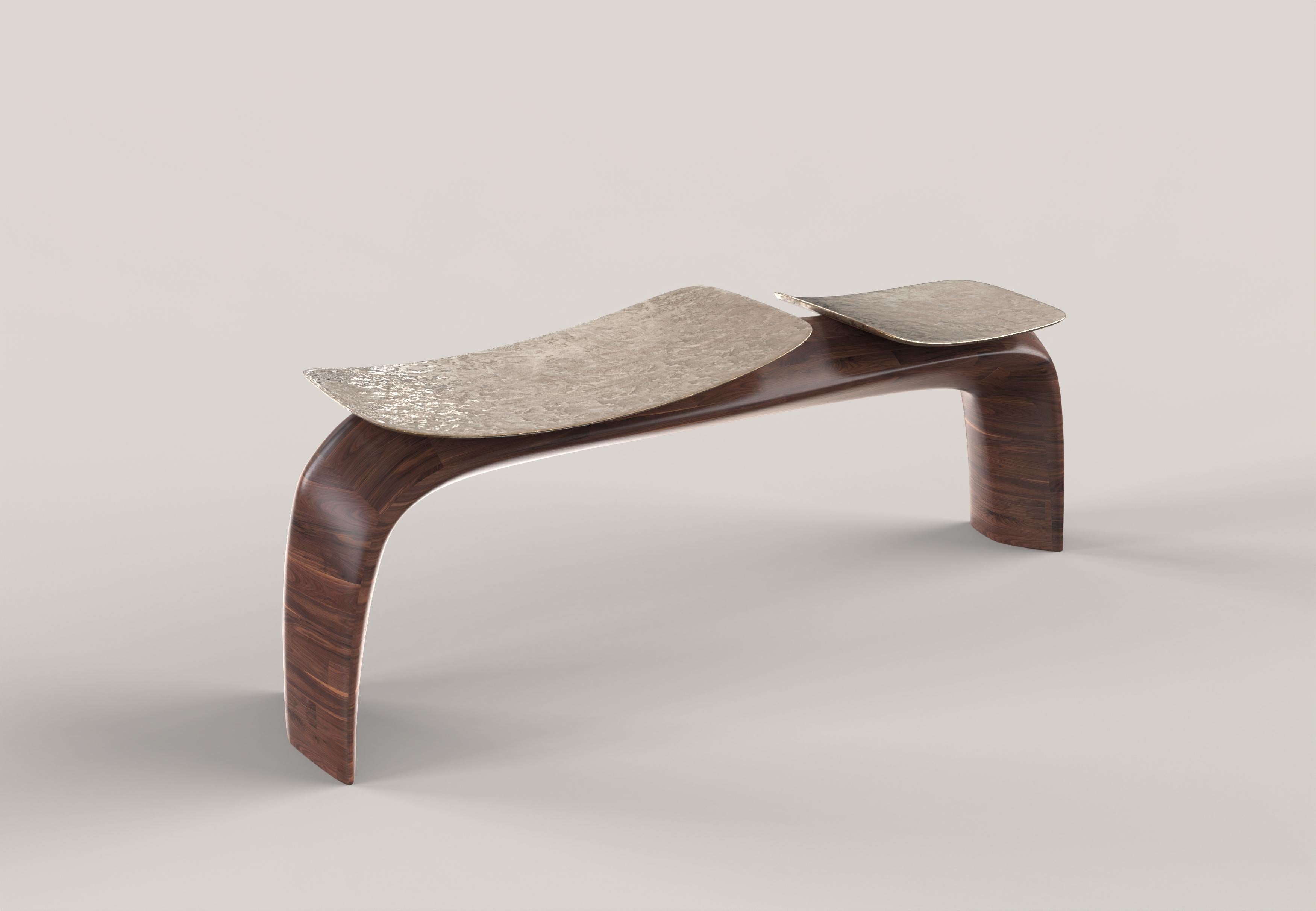 Ferronnerie Banc contemporain en bois et bronze à édition limitée, Bayou V2 par Edizione Limitata en vente
