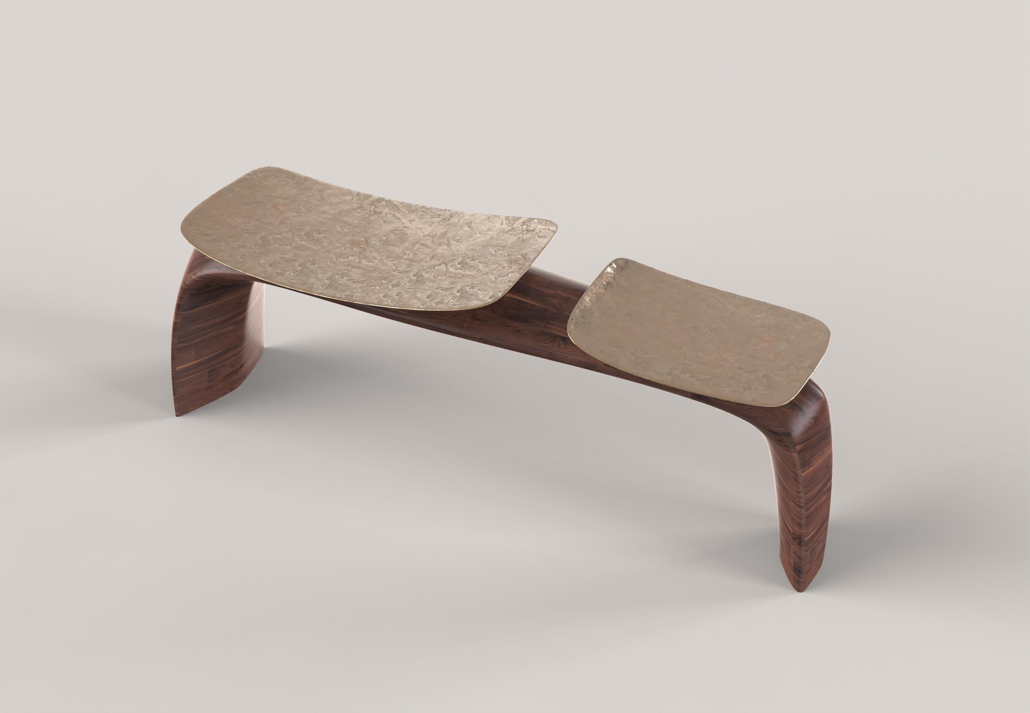 XXIe siècle et contemporain Banc contemporain en bois et bronze à édition limitée, Bayou V2 par Edizione Limitata en vente