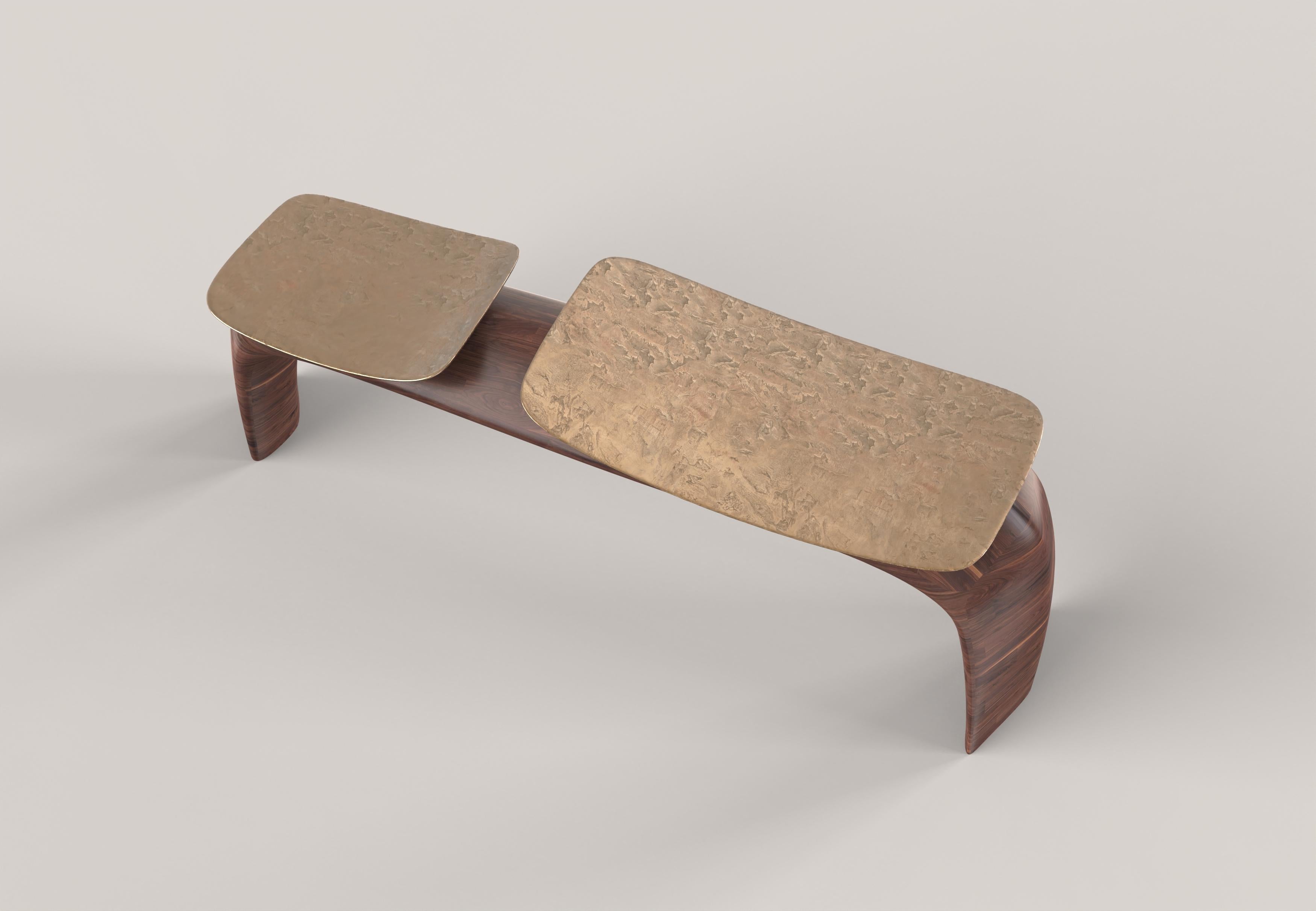 Bronze Banc contemporain en bois et bronze à édition limitée, Bayou V2 par Edizione Limitata en vente