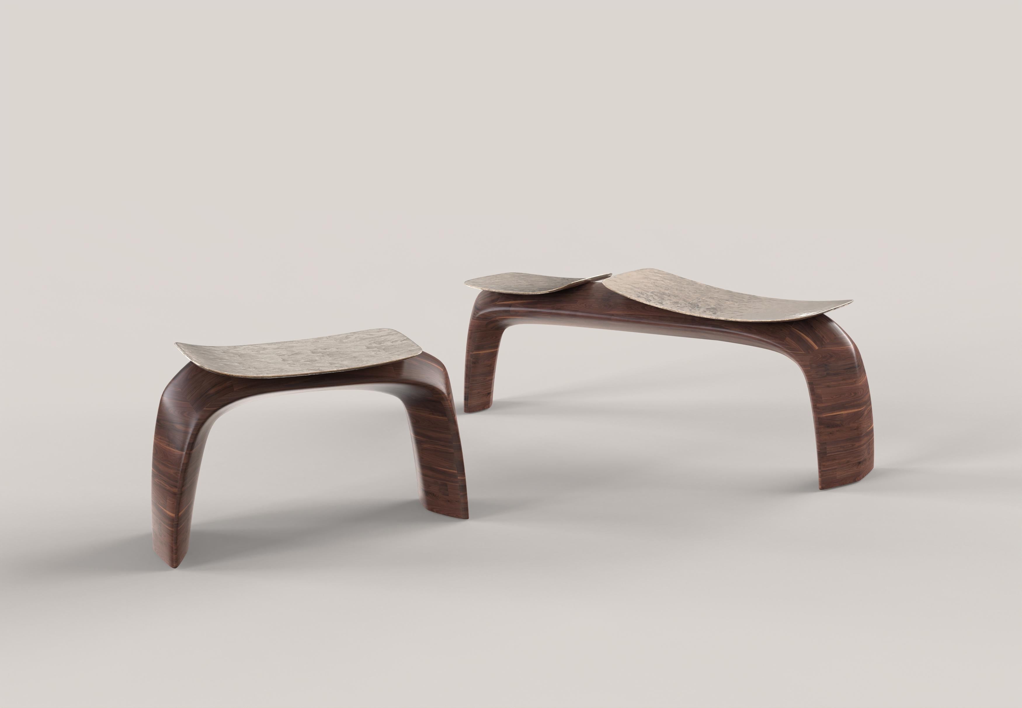 Tabouret contemporain en bois et bronze à édition limitée, Bayou V1 par Edizione Limitata en vente 2