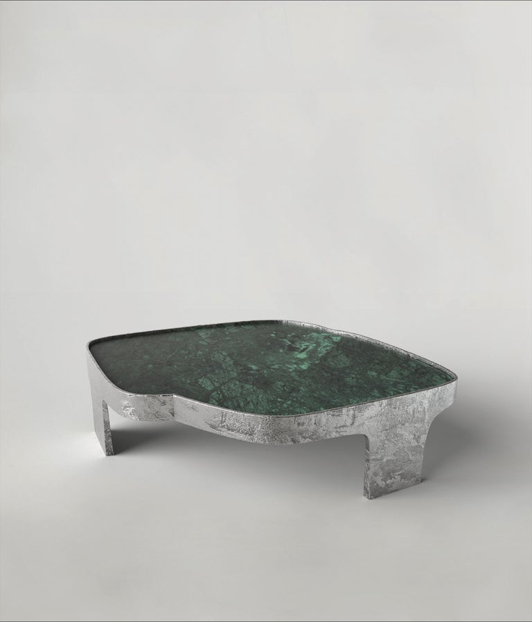 Italian Contemporary LimitedEdition Marble Silver Table, Sumatra V2 by Edizione Limitata For Sale