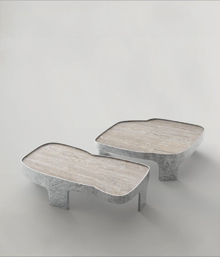 Contemporary LimitedEdition Marble Silver Table, Sumatra V2 by Edizione Limitata In New Condition For Sale In Milano, IT