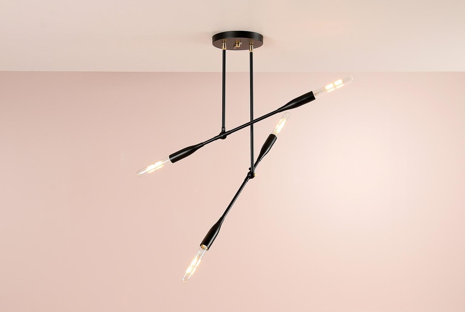 Mid-Century Modern Contemporary Linear Thia Duo Light in Black Poppy by Studio Dunn For Sale