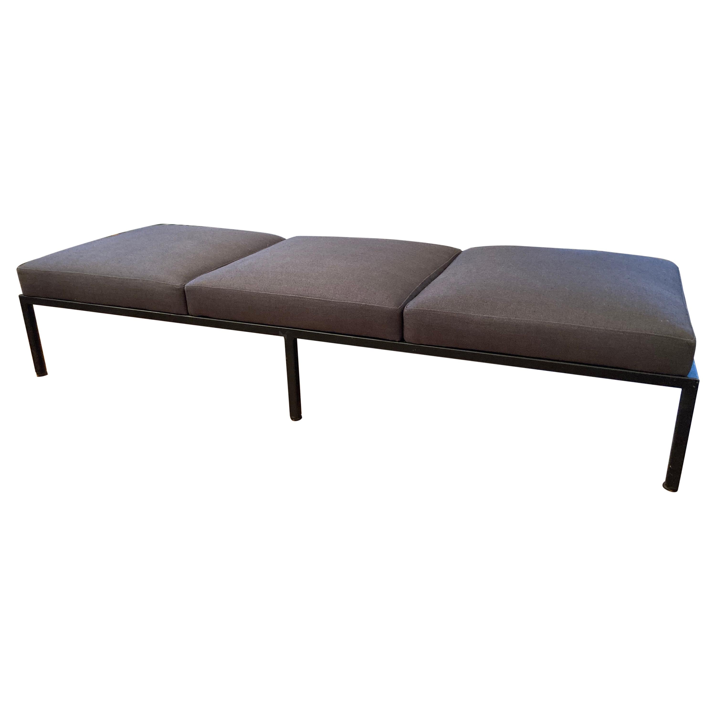 Contemporary Linen Covered Bench For Sale
