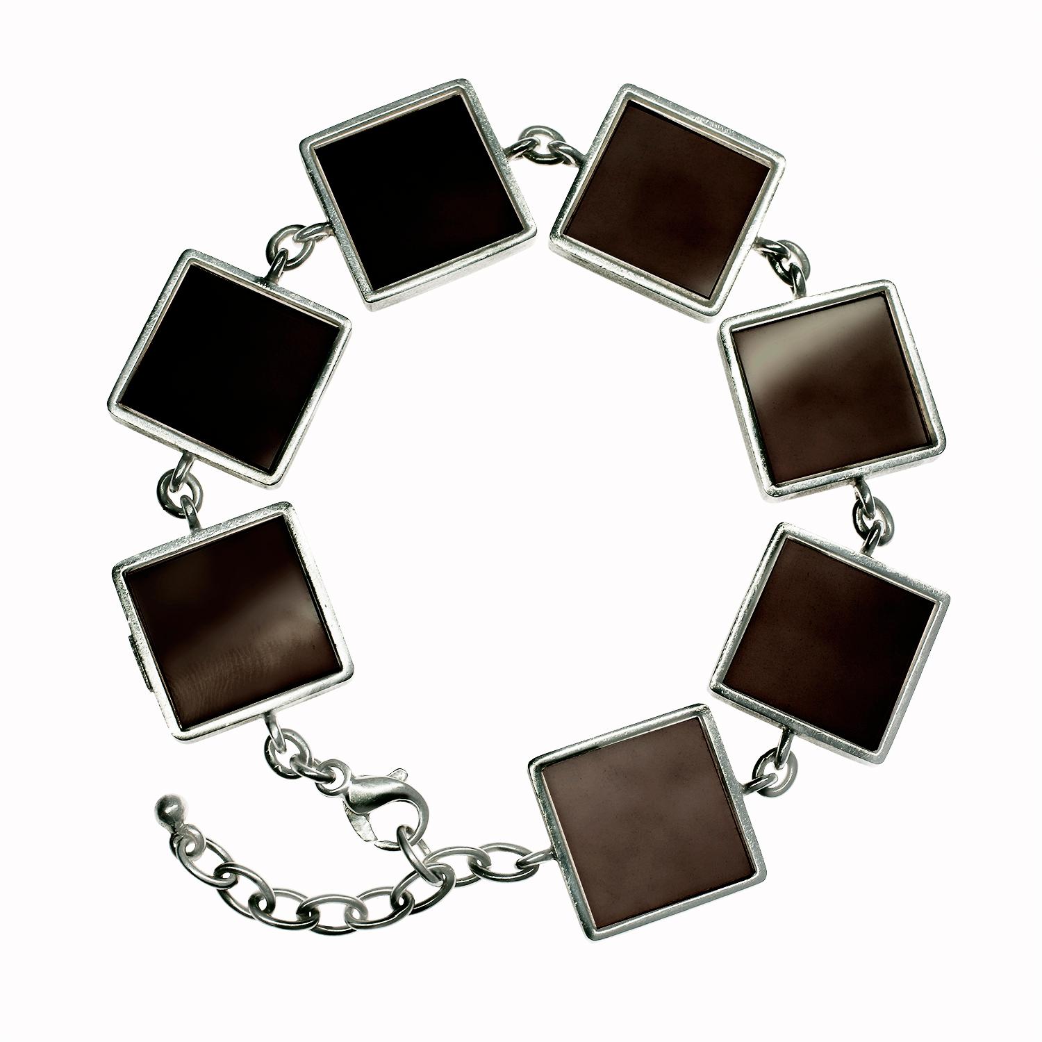 Women's or Men's Featured in Vogue Contemporary Link Bracelet with Smoky Quartzes For Sale