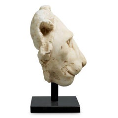 Contemporary Lion Sculpture on Black Base - Egypt-Inspired