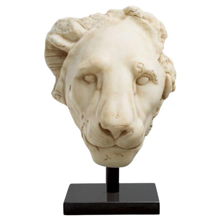 Contemporary Lion Sculpture on Black Base - Egypt-Inspired