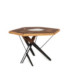 Contemporary Liquid Raku Tea-Table Made of Wood, Raku Ceramics and Resin