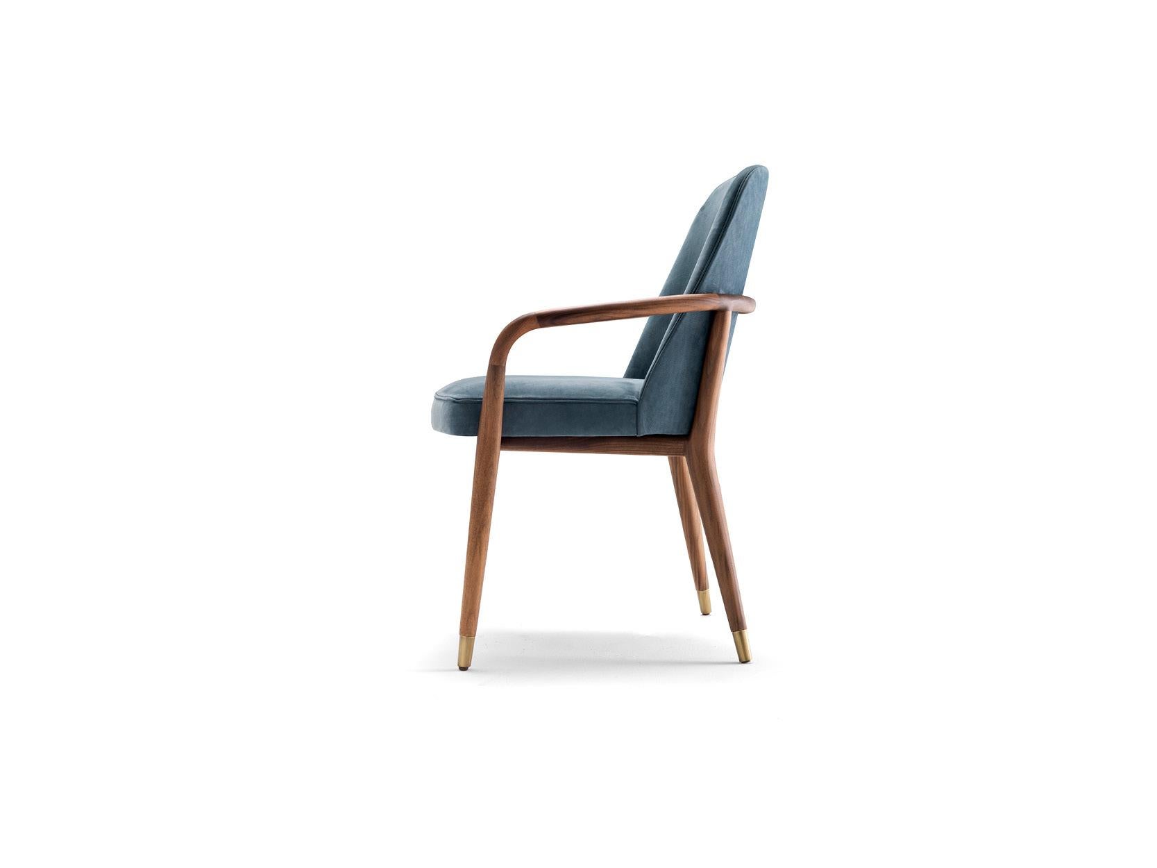 Modern Contemporary Lise Chair with Arms Wood Leather by Castello Lagravinese Studio For Sale