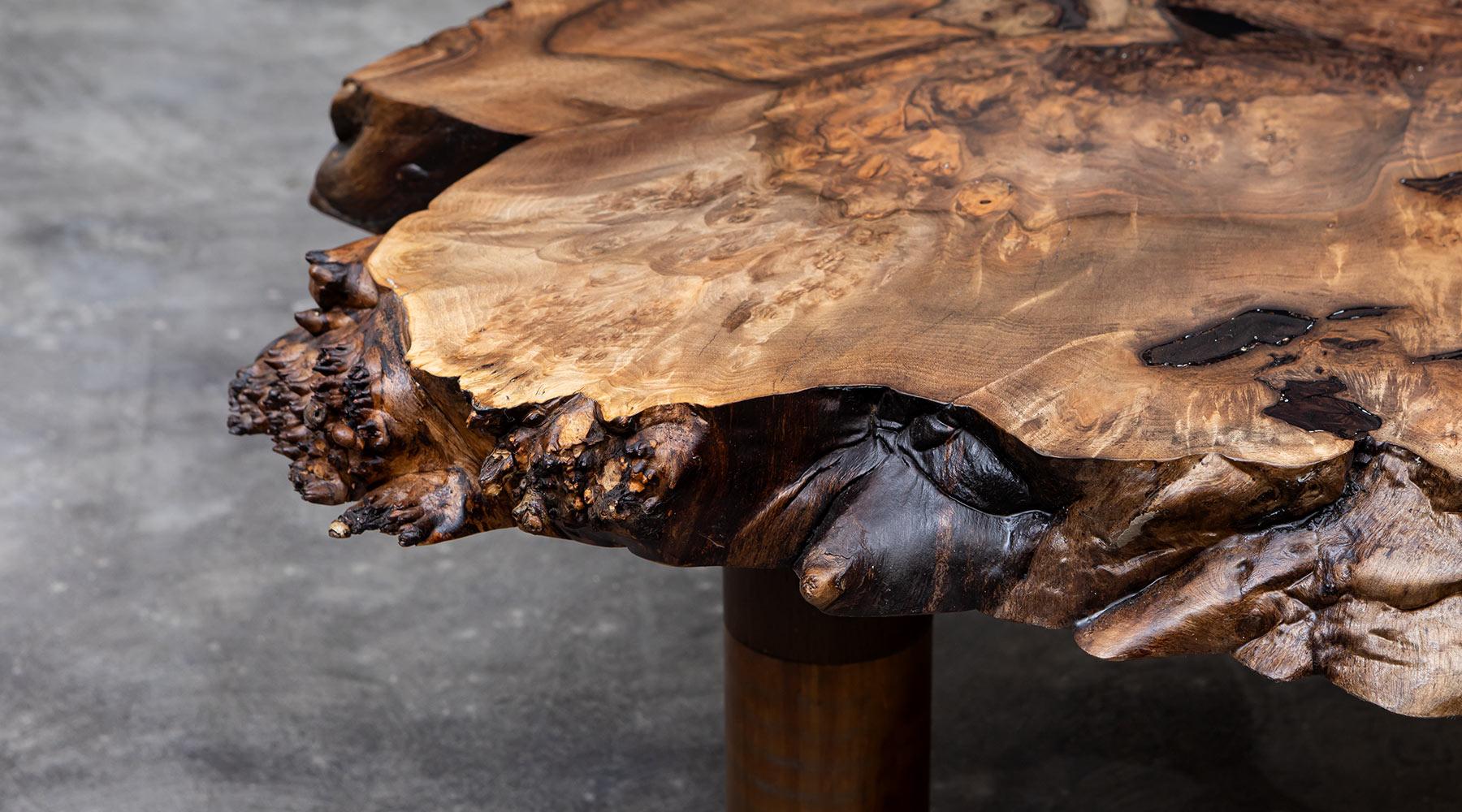 Contemporary Live Edge European Walnut Table by Johannes Hock 'D' For Sale 4