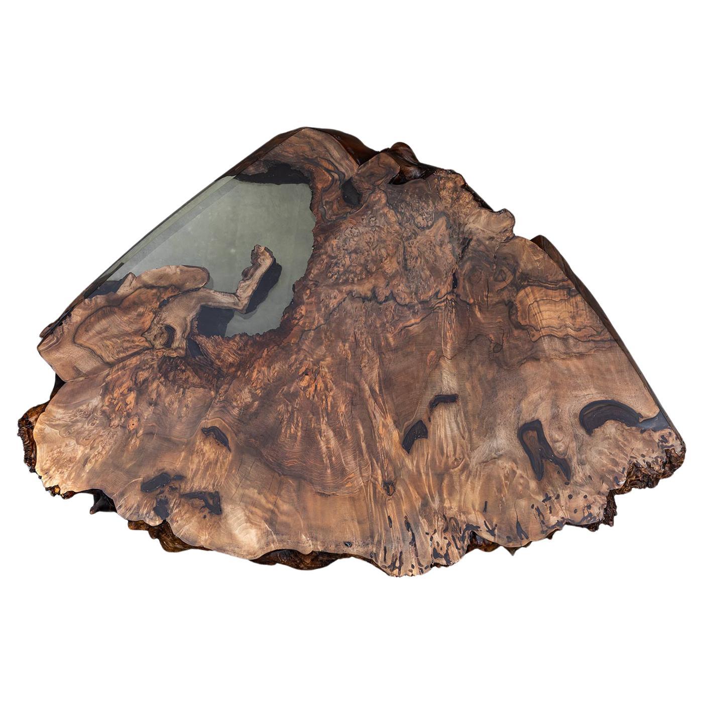Contemporary Live Edge European Walnut Table by Johannes Hock 'D' For Sale