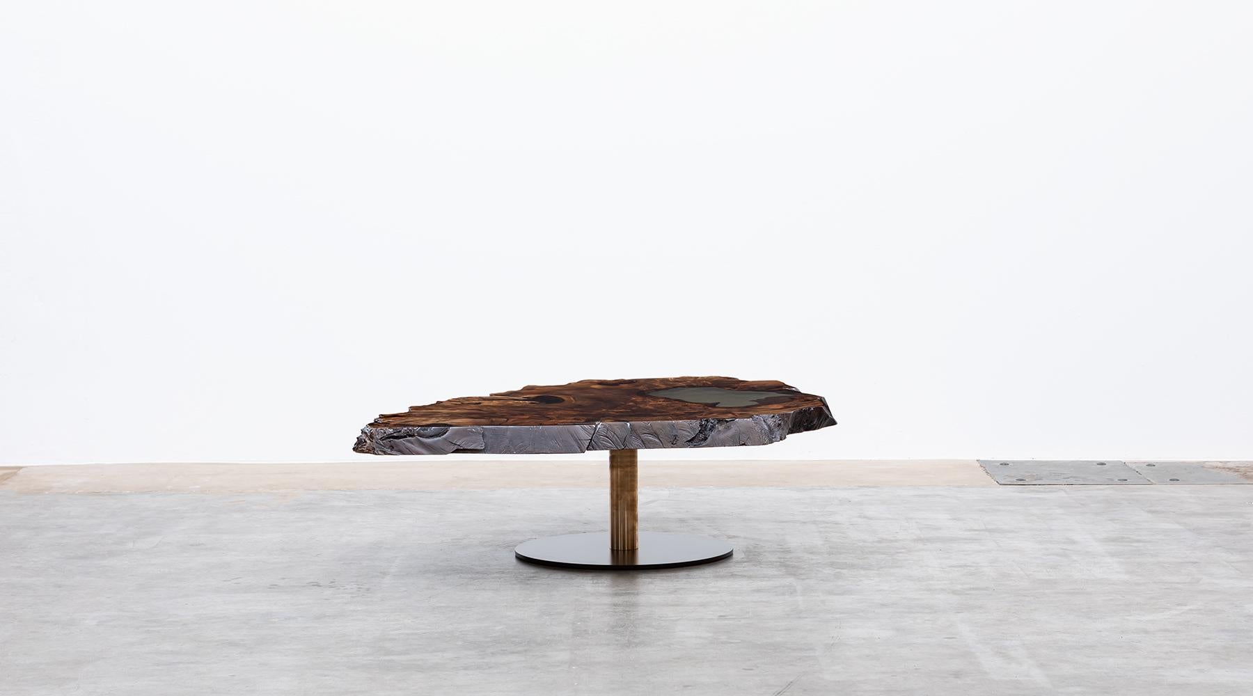 German Contemporary Live Edge European Walnut Table by Johannes Hock 'E' For Sale