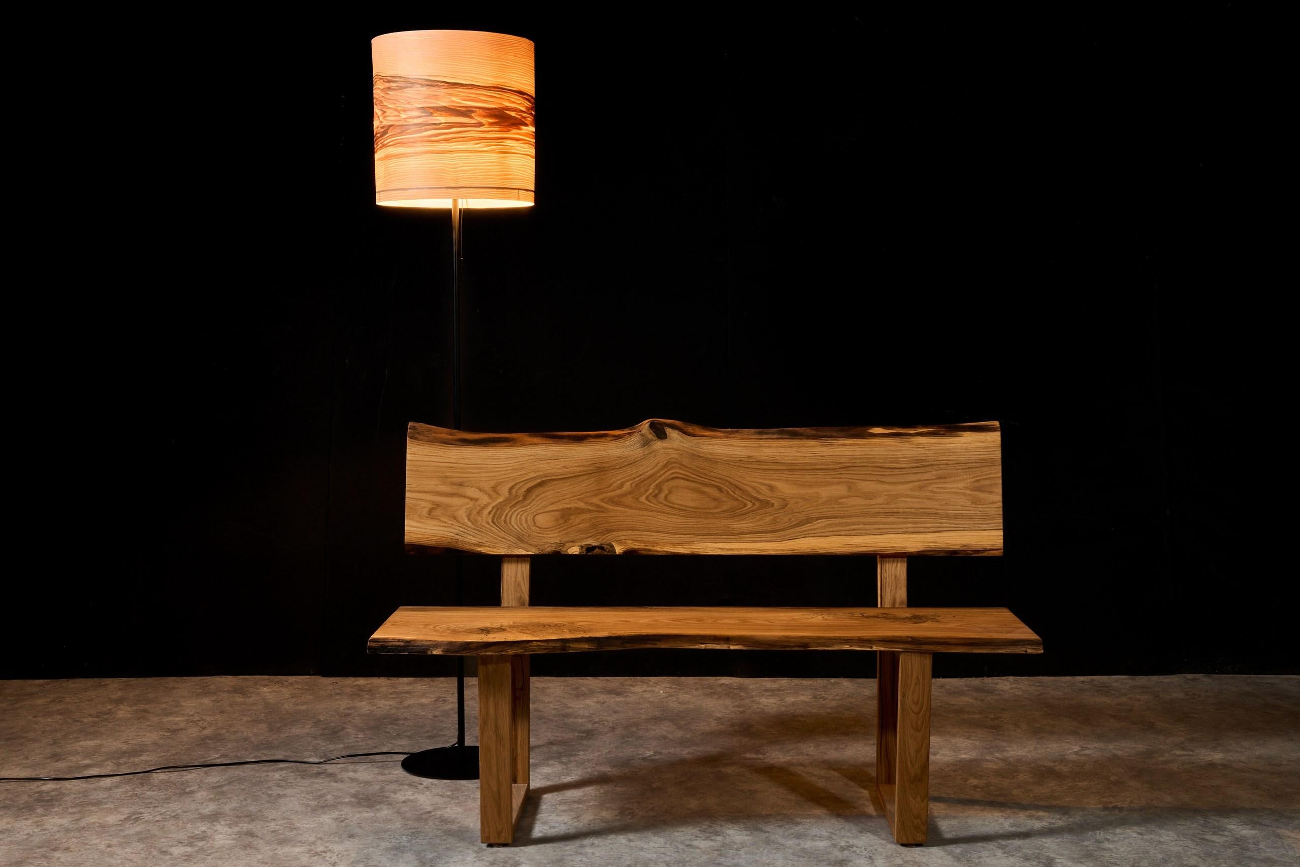 Contemporary Live Edge Style Bench in Solid Oak For Sale 4