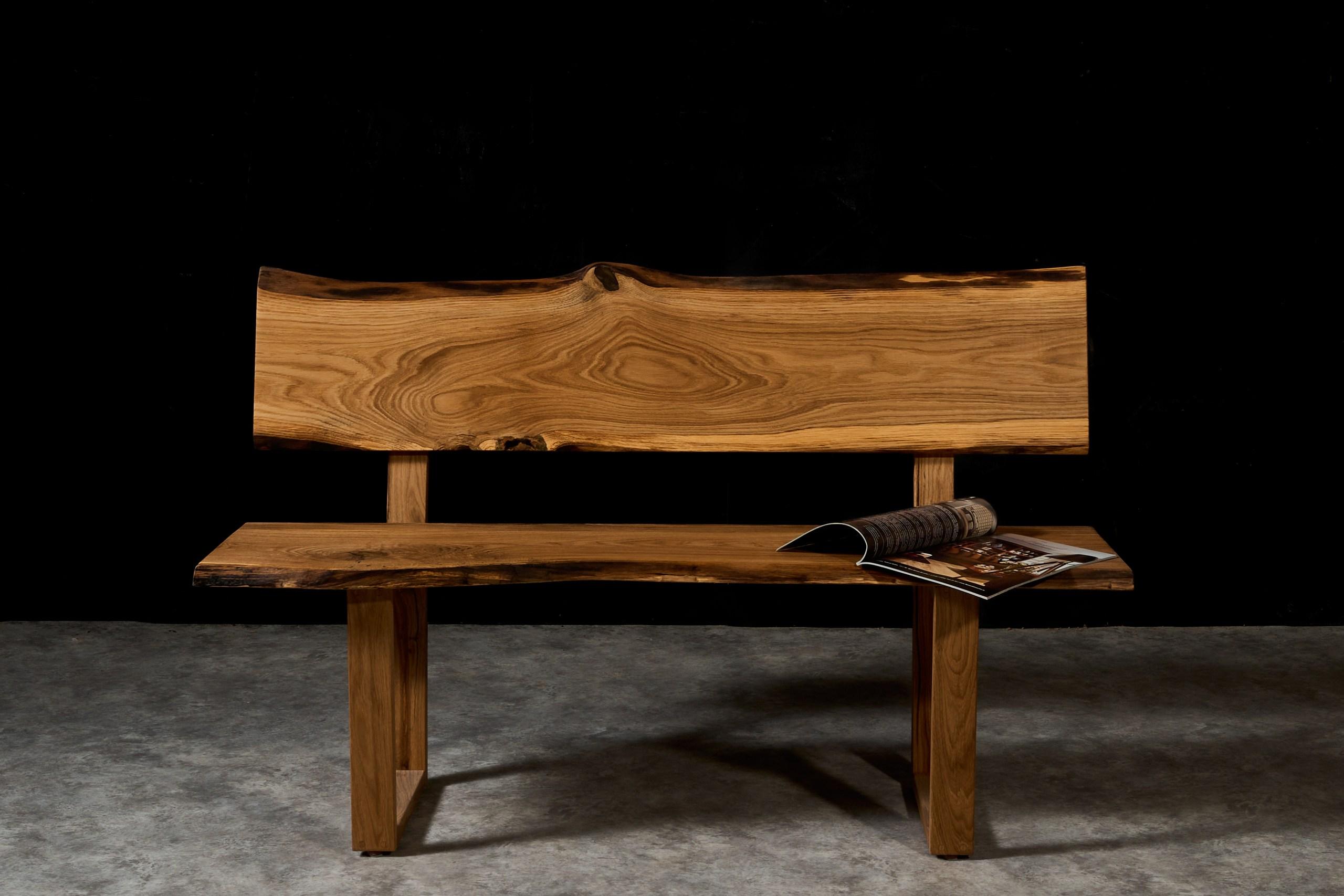 Contemporary Live Edge Style Bench in Solid Oak In New Condition For Sale In Burlăceni, Cahul District