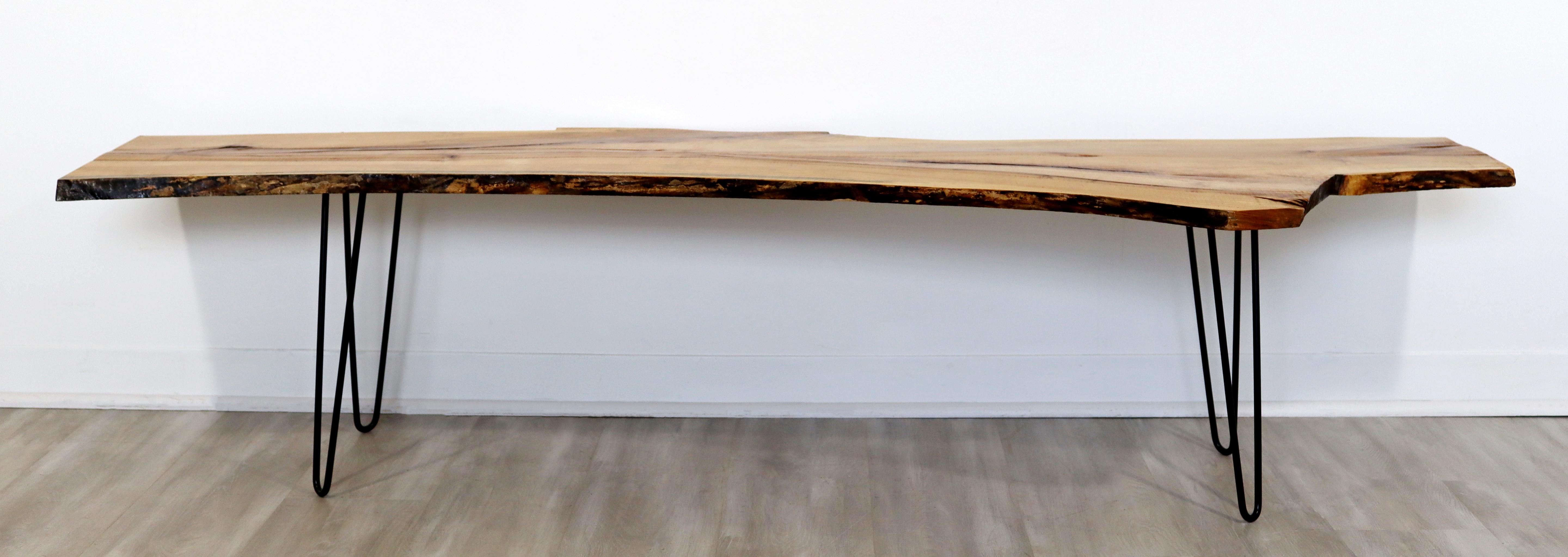 Contemporary Live Edge Wood Hairpin Metal Coffee Table In Good Condition In Keego Harbor, MI