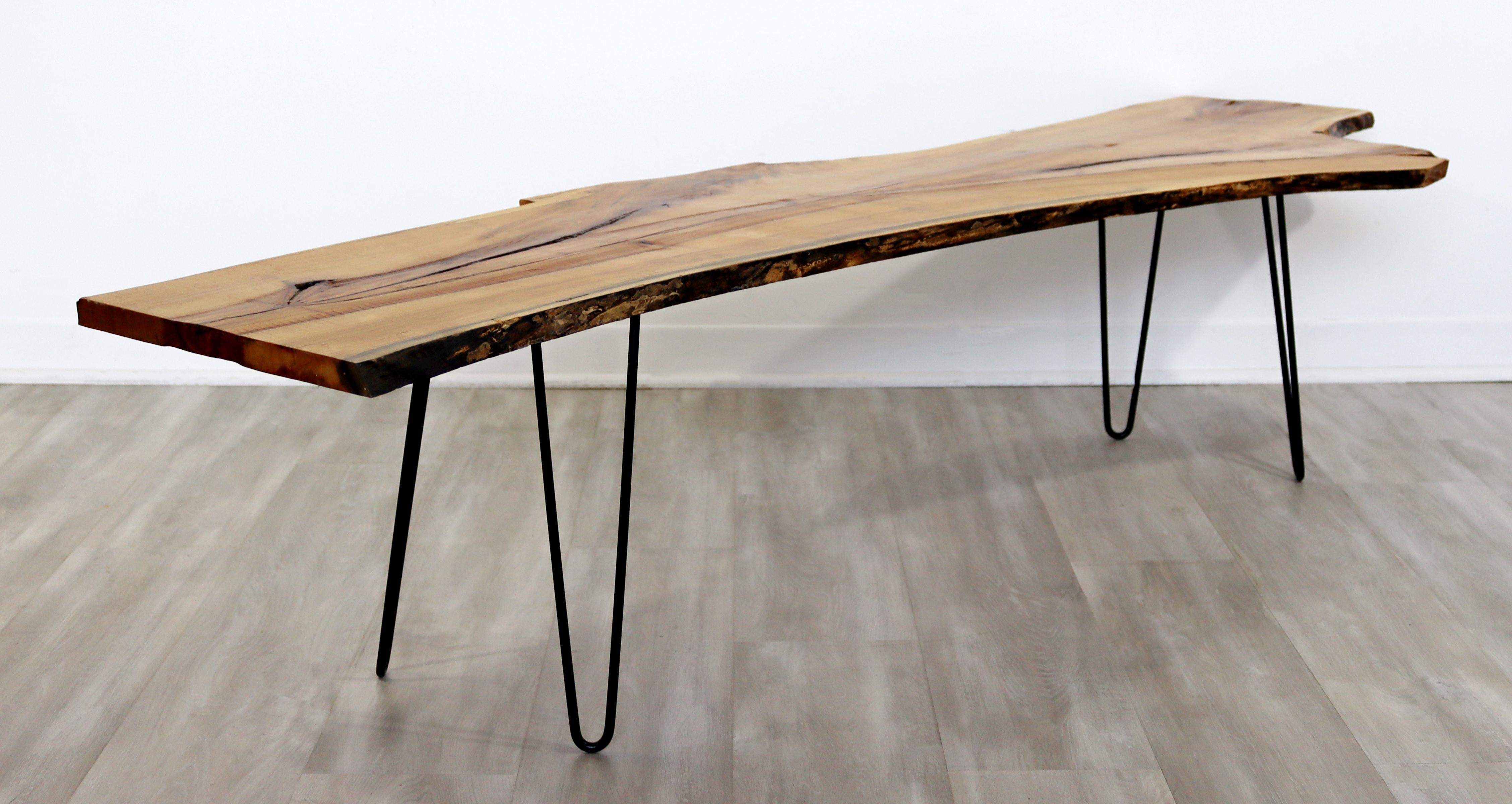 Contemporary Live Edge Wood Hairpin Metal Coffee Table 1