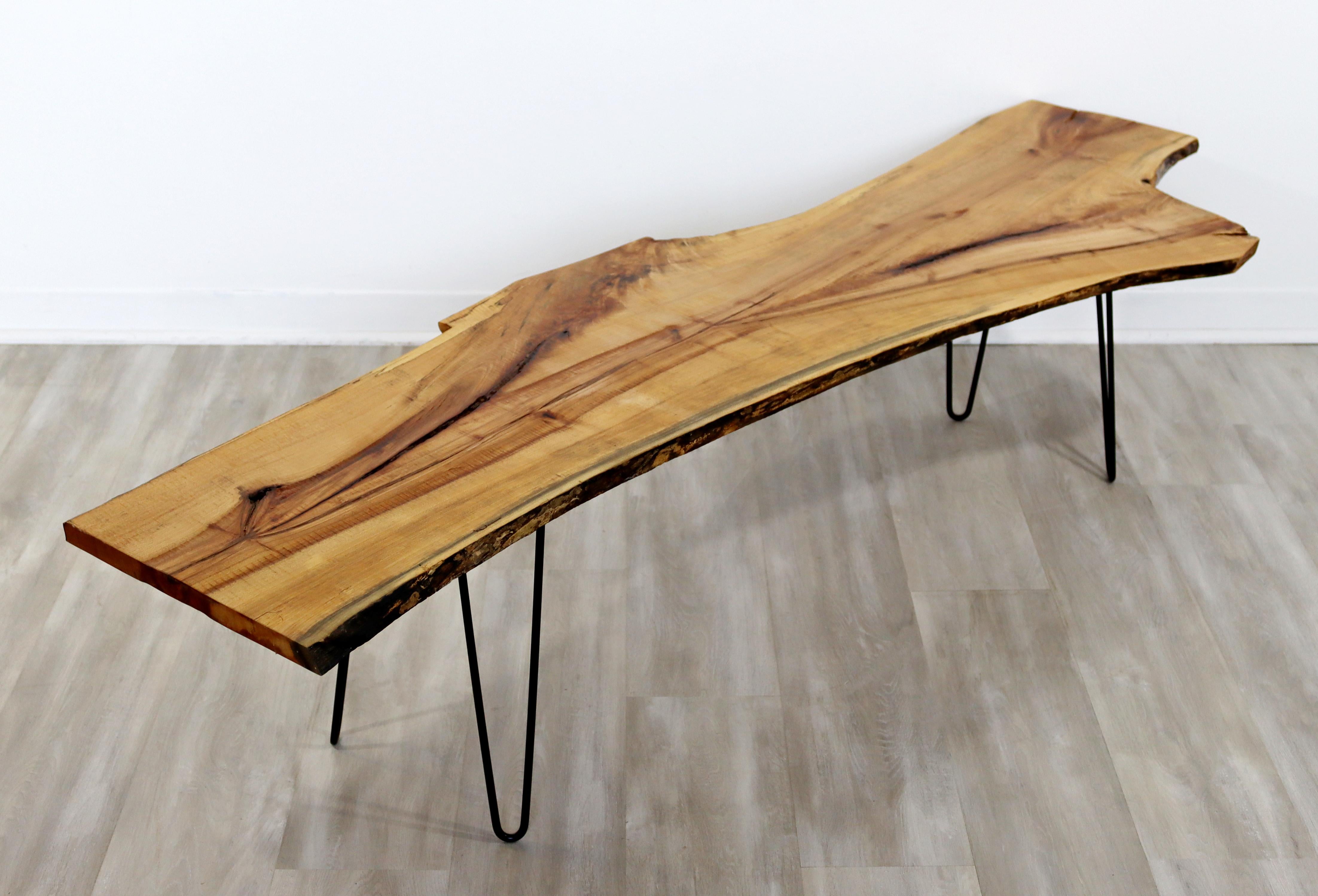 Contemporary Live Edge Wood Hairpin Metal Coffee Table 2