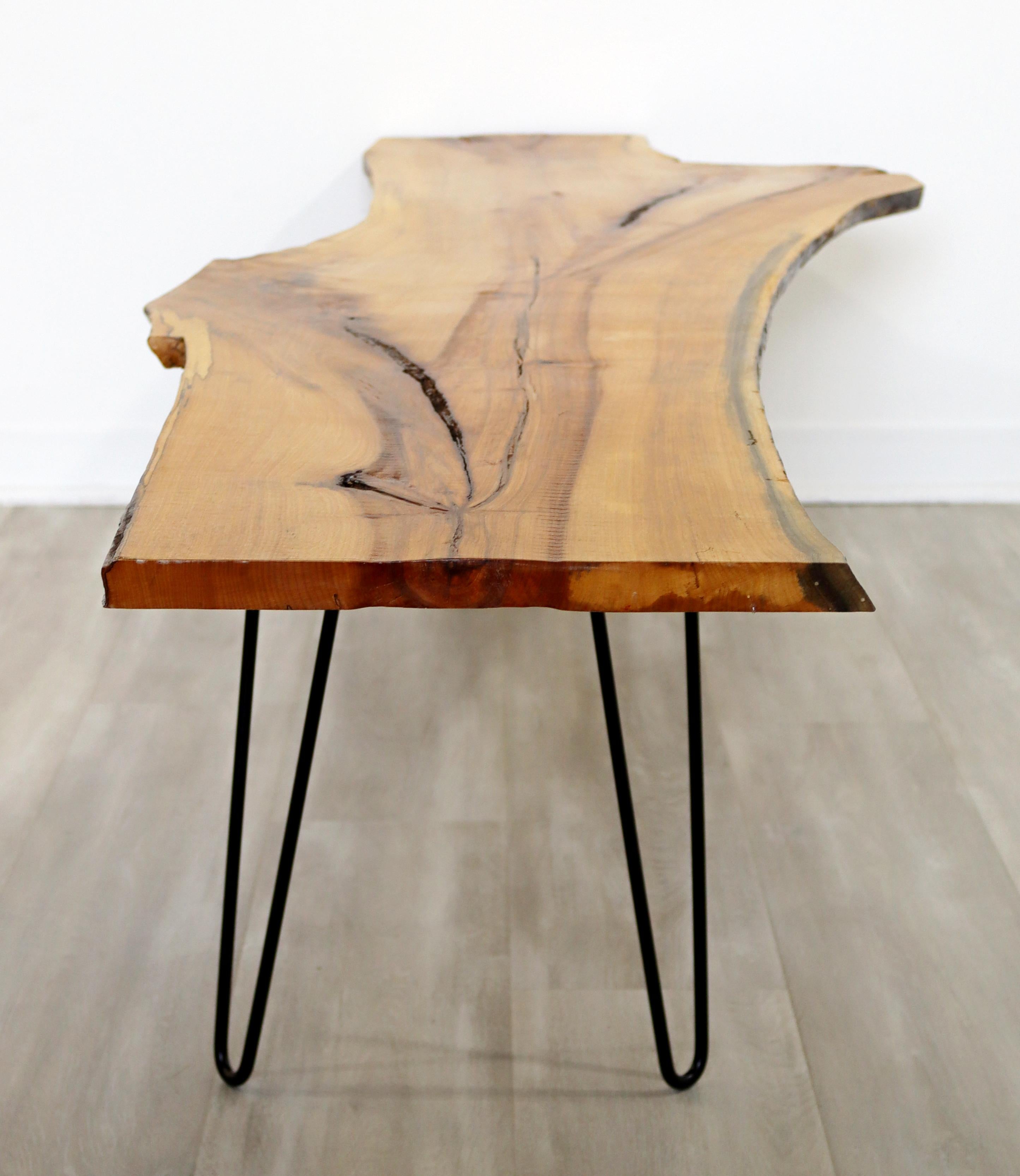 Contemporary Live Edge Wood Hairpin Metal Coffee Table 4
