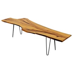 Contemporary Live Edge Wood Hairpin Metal Coffee Table