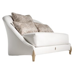 Contemporary Living Armchair, Brass Feet and Fully Upholstered, Made in Italy