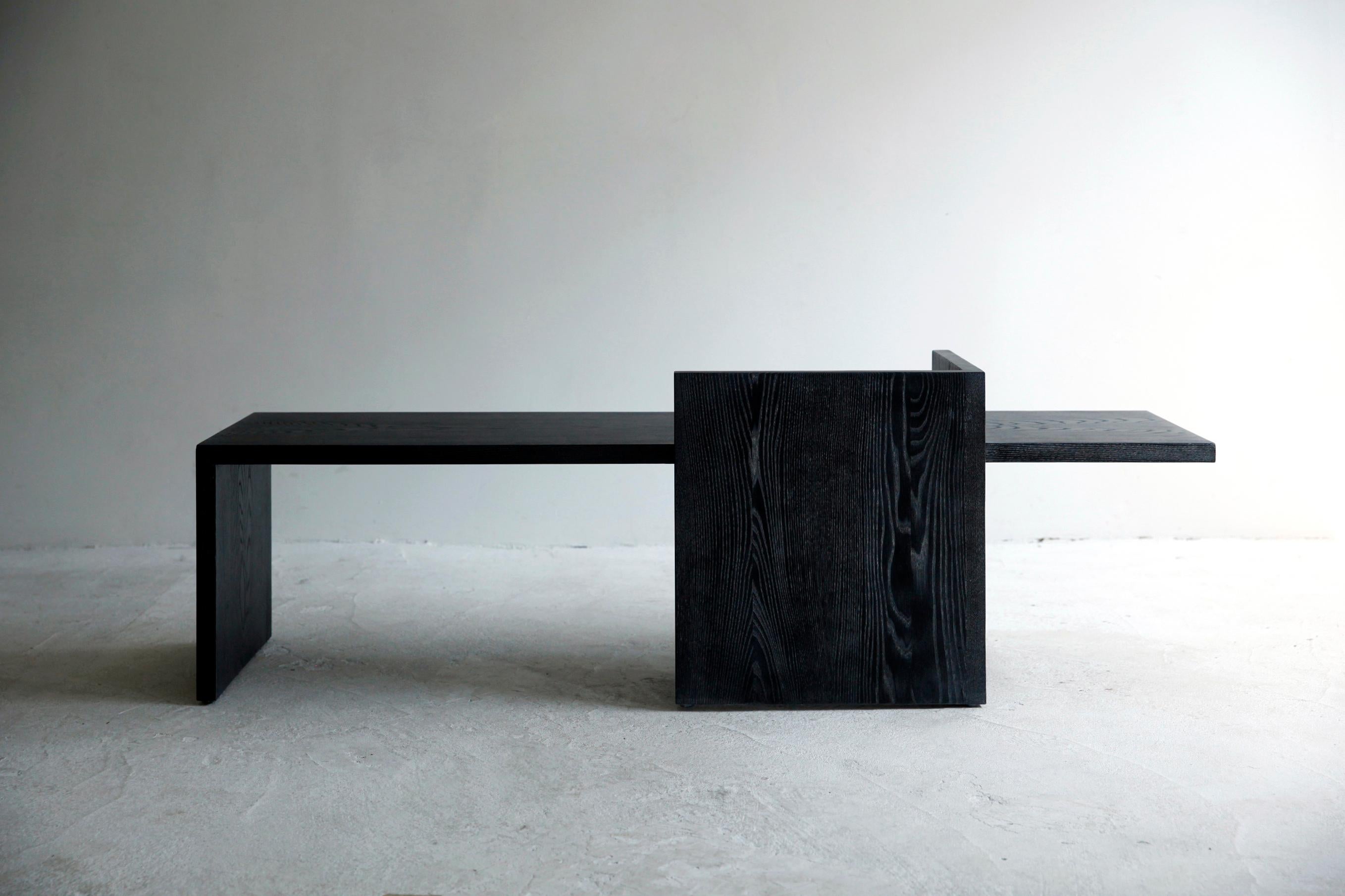 Turkish Contemporary Lock Bench in Black Oak For Sale