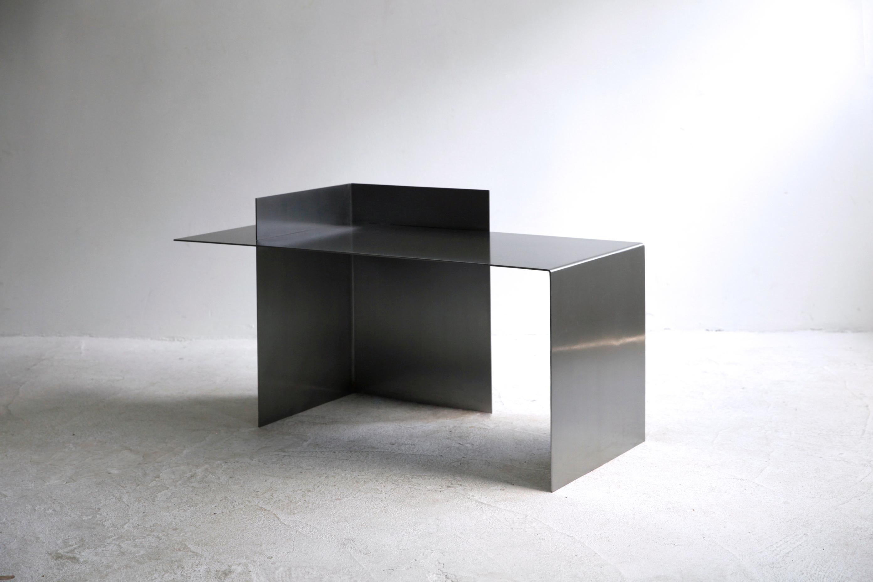 Modern Contemporary Lock Metal Bench in Hand-Polished Iron